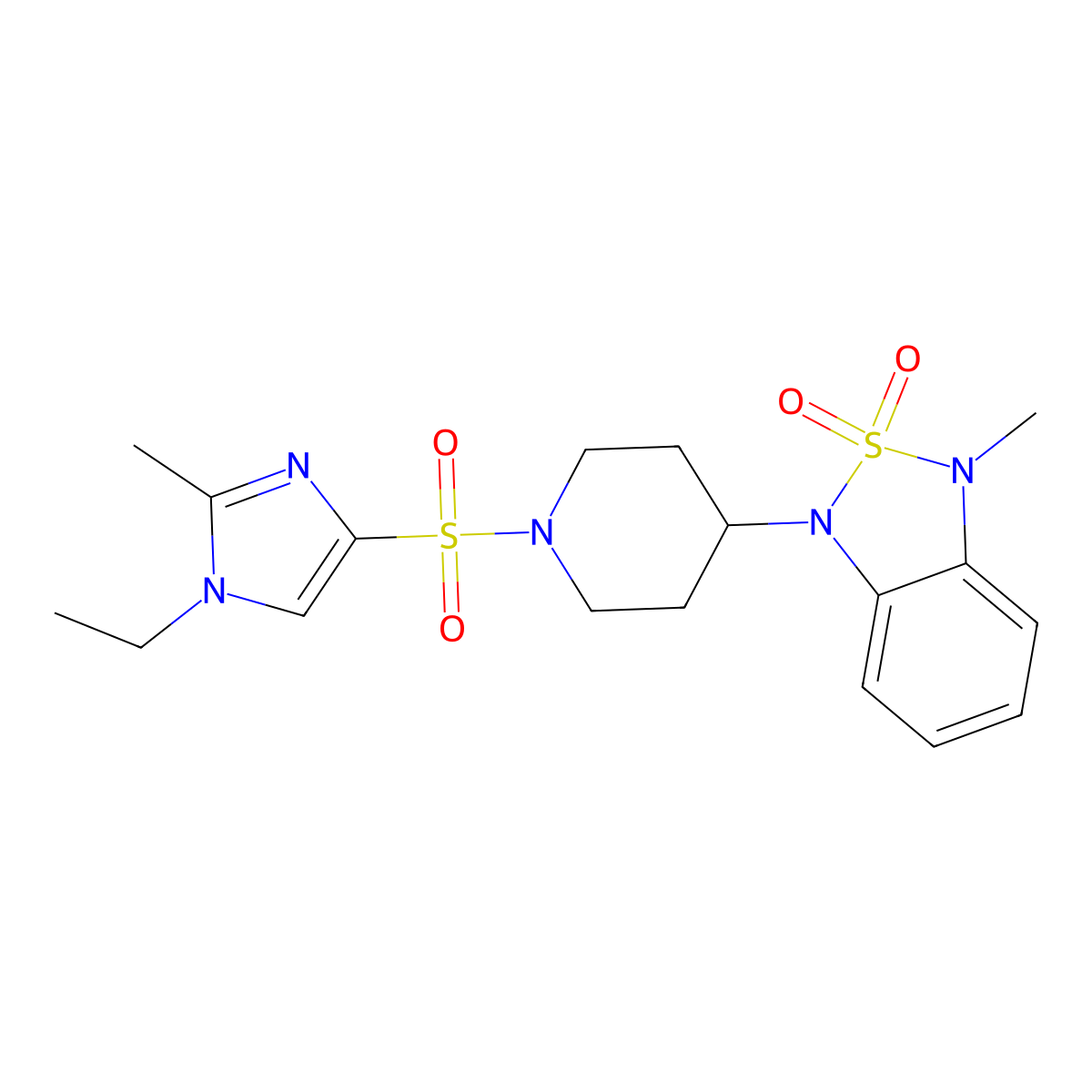 1-(1-((1-ethyl-2-methyl-1H-imidazol-4-yl)sulfonyl)piperidin-4-yl)-3-methyl-1,3-dihydrobenzo[c][1,2,5]thiadiazole 2,2-dioxide molecular structure, CAS 2034373-76-5