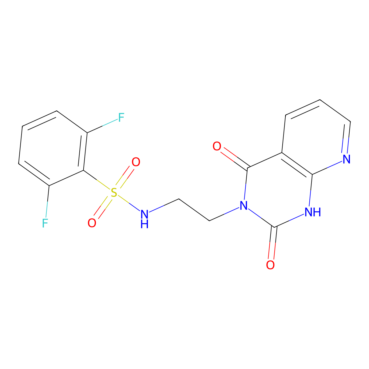 N-(2-(2,4-dioxo-1,2-dihydropyrido[2,3-d]pyrimidin-3(4H)-yl)ethyl)-2,6-difluorobenzenesulfonamide molecular structure, CAS 2034373-78-7