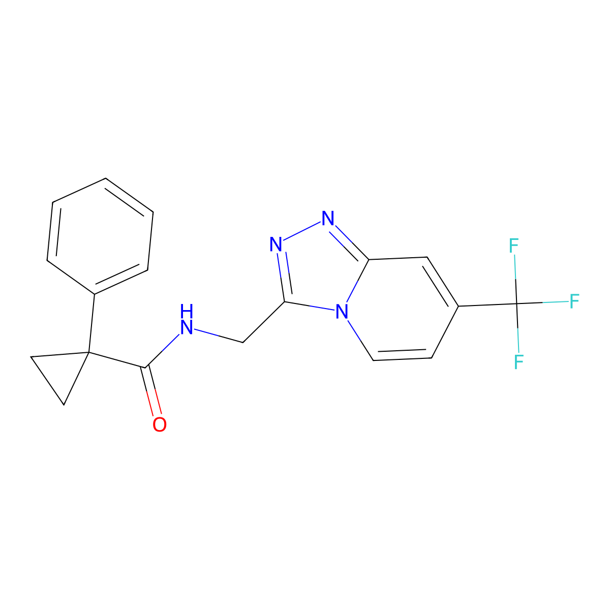 1-phenyl-N-((7-(trifluoromethyl)-[1,2,4]triazolo[4,3-a]pyridin-3-yl)methyl)cyclopropanecarboxamide molecular structure, CAS 2034373-79-8
