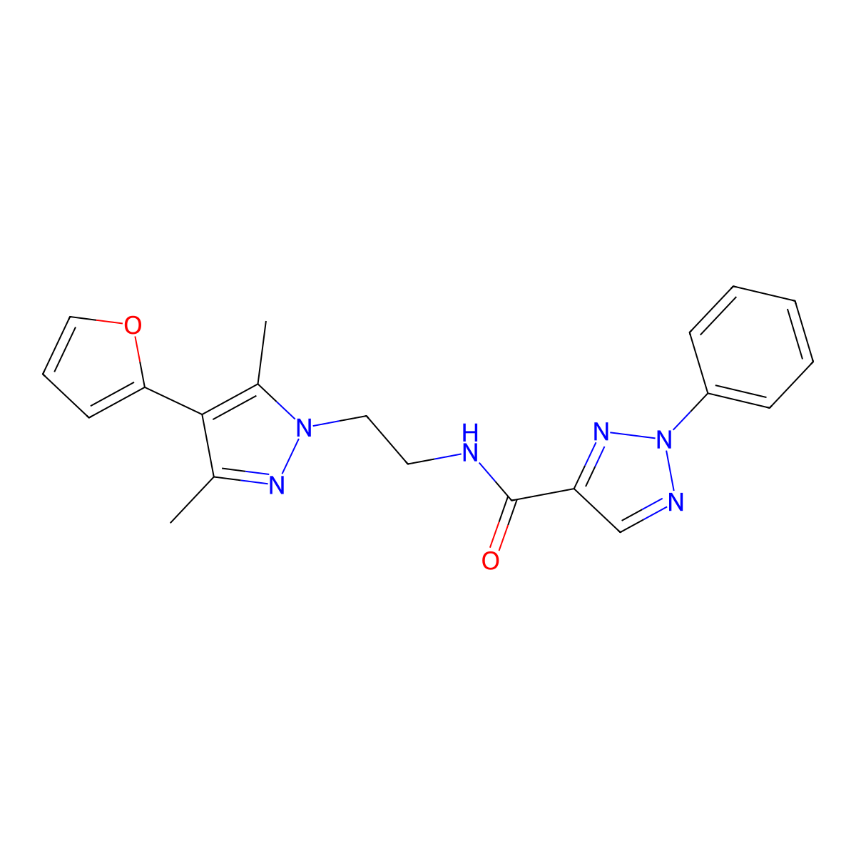 N-{2-[4-(furan-2-yl)-3,5-dimethyl-1H-pyrazol-1-yl]ethyl}-2-phenyl-2H-1,2,3-triazole-4-carboxamide molecular structure, CAS 2034373-87-8
