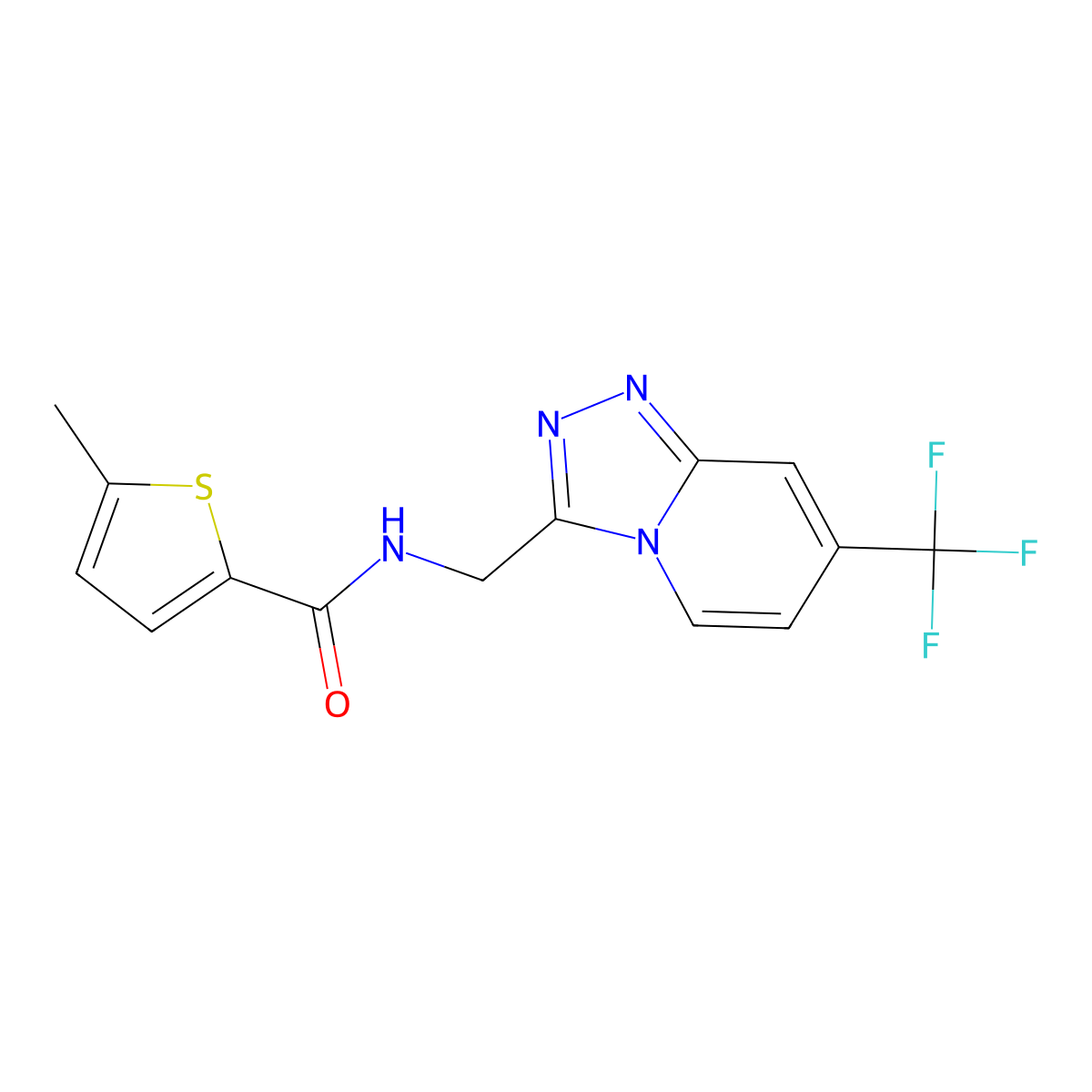 5-methyl-N-((7-(trifluoromethyl)-[1,2,4]triazolo[4,3-a]pyridin-3-yl)methyl)thiophene-2-carboxamide molecular structure, CAS 2034373-88-9