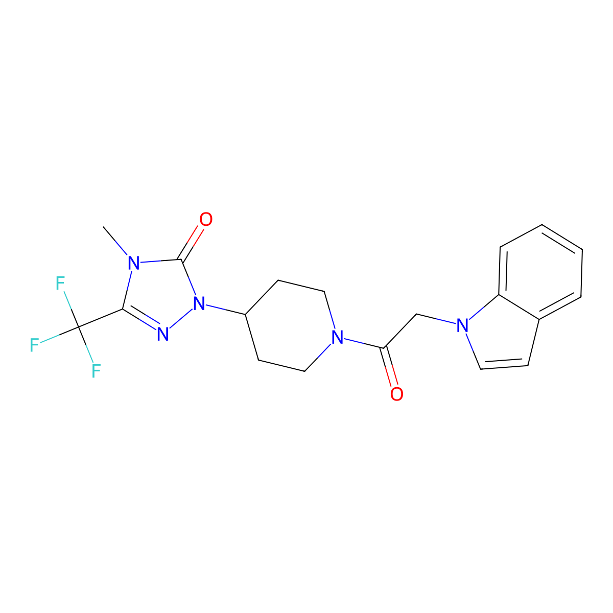 1-(1-(2-(1H-indol-1-yl)acetyl)piperidin-4-yl)-4-methyl-3-(trifluoromethyl)-1H-1,2,4-triazol-5(4H)-one molecular structure, CAS 2034373-89-0
