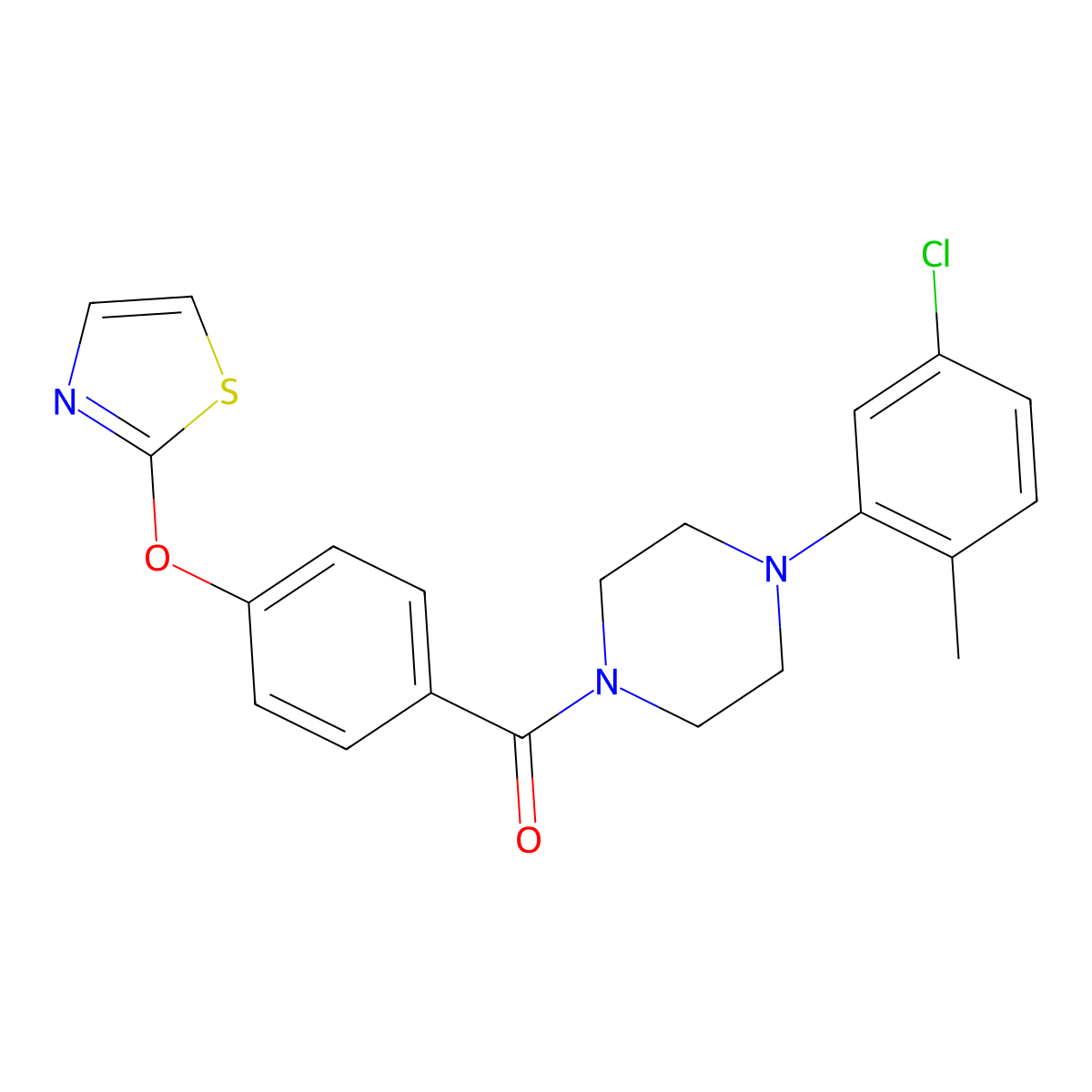 (4-(5-Chloro-2-methylphenyl)piperazin-1-yl)(4-(thiazol-2-yloxy)phenyl)methanone molecular structure, CAS 2034373-95-8