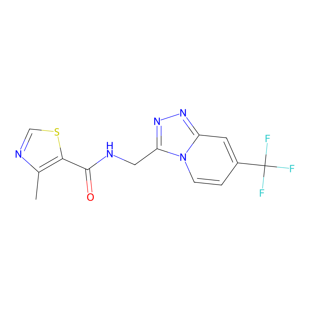 4-methyl-N-((7-(trifluoromethyl)-[1,2,4]triazolo[4,3-a]pyridin-3-yl)methyl)thiazole-5-carboxamide molecular structure, CAS 2034373-96-9