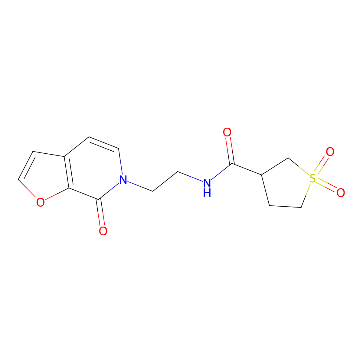 N-(2-(7-oxofuro[2,3-c]pyridin-6(7H)-yl)ethyl)tetrahydrothiophene-3-carboxamide 1,1-dioxide molecular structure, CAS 2034373-98-1