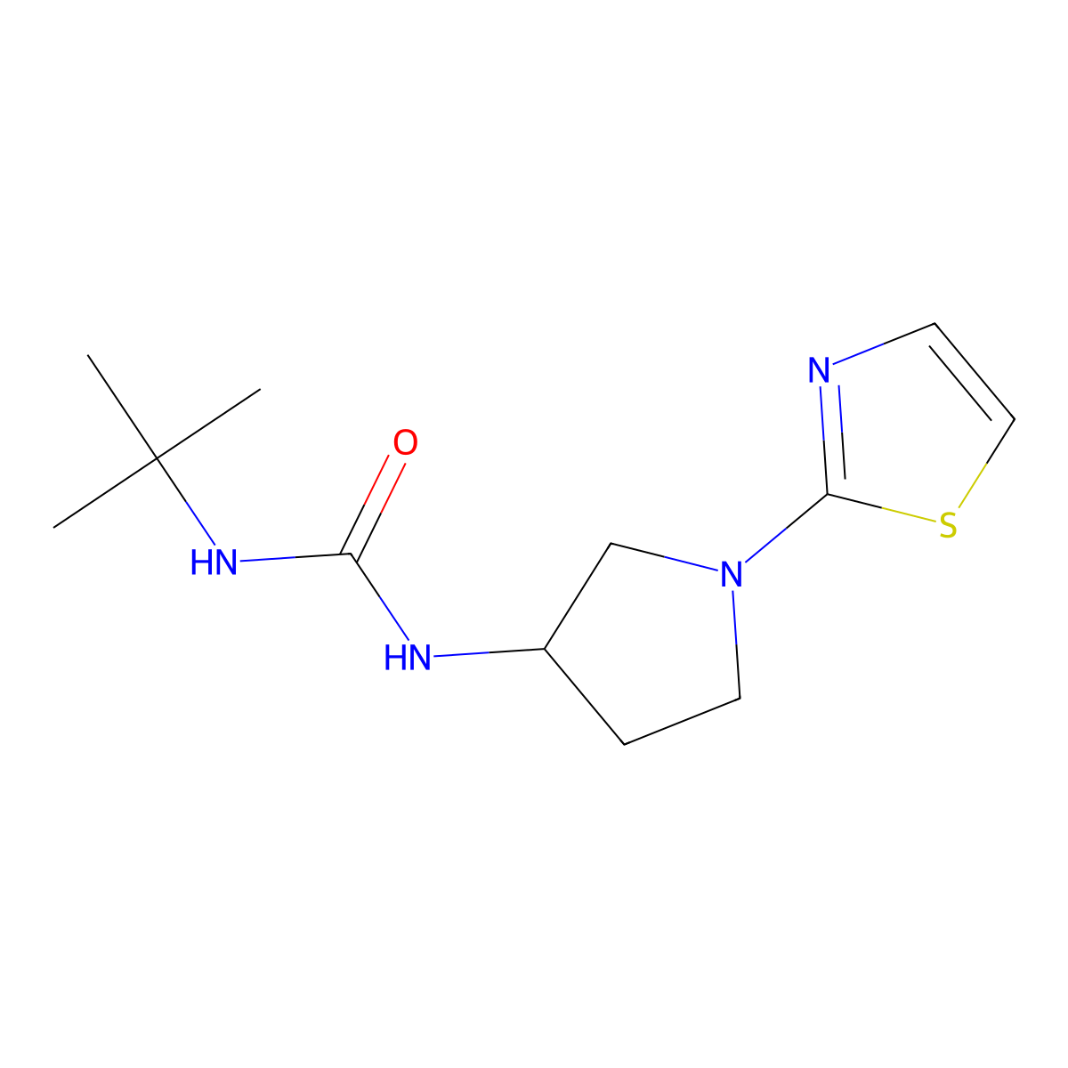 3-Tert-butyl-1-[1-(1,3-thiazol-2-yl)pyrrolidin-3-yl]urea molecular structure, CAS 2034373-99-2
