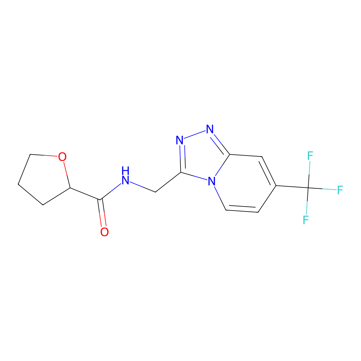 N-((7-(trifluoromethyl)-[1,2,4]triazolo[4,3-a]pyridin-3-yl)methyl)tetrahydrofuran-2-carboxamide molecular structure, CAS 2034374-05-3