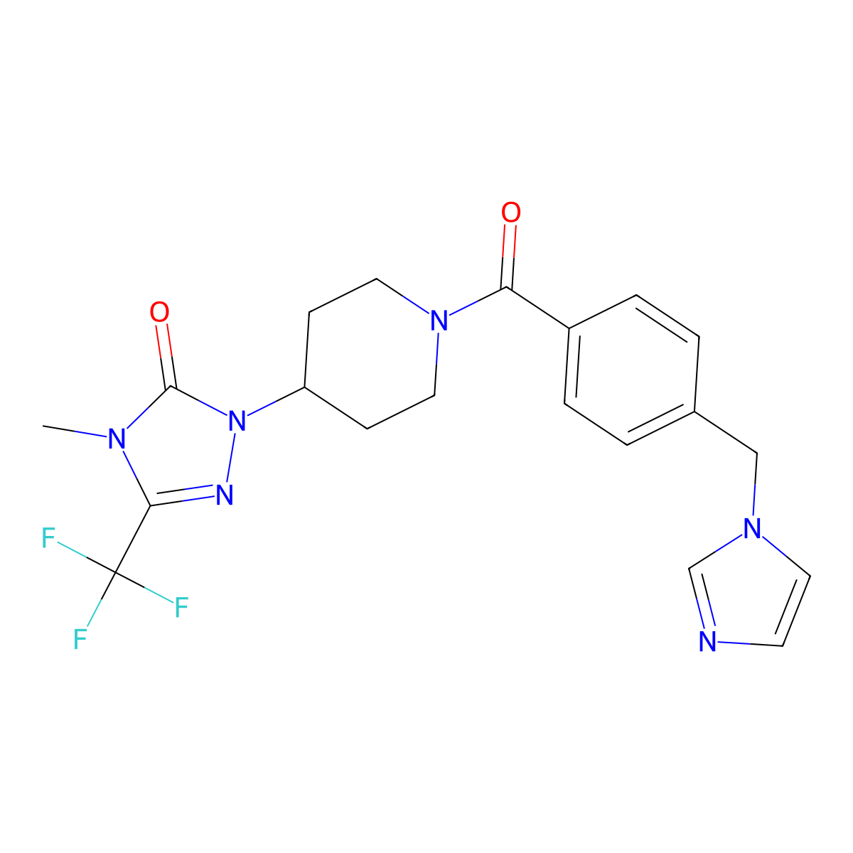 1-(1-(4-((1H-imidazol-1-yl)methyl)benzoyl)piperidin-4-yl)-4-methyl-3-(trifluoromethyl)-1H-1,2,4-triazol-5(4H)-one molecular structure, CAS 2034374-07-5