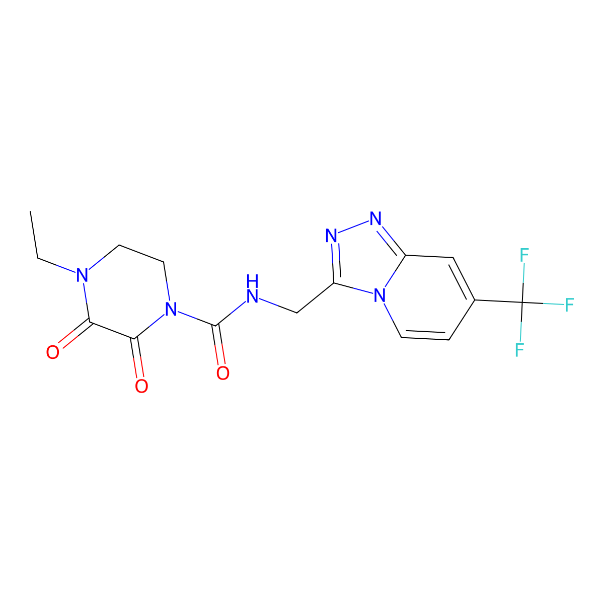 4-ethyl-2,3-dioxo-N-((7-(trifluoromethyl)-[1,2,4]triazolo[4,3-a]pyridin-3-yl)methyl)piperazine-1-carboxamide molecular structure, CAS 2034374-09-7