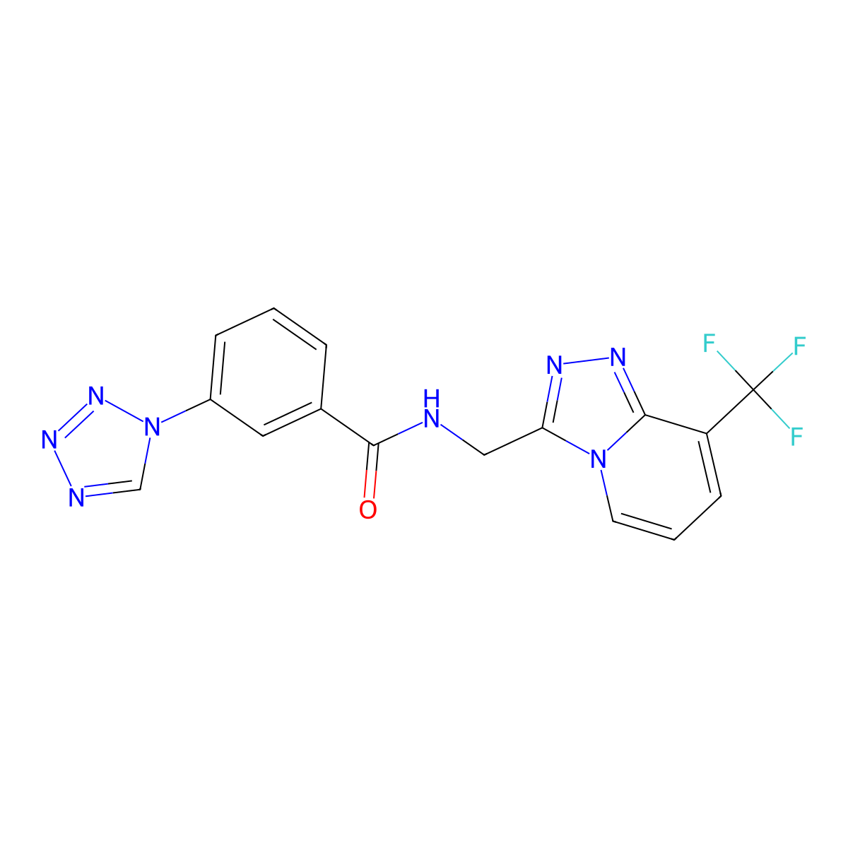 3-(1H-tetrazol-1-yl)-N-((8-(trifluoromethyl)-[1,2,4]triazolo[4,3-a]pyridin-3-yl)methyl)benzamide molecular structure, CAS 2034374-14-4
