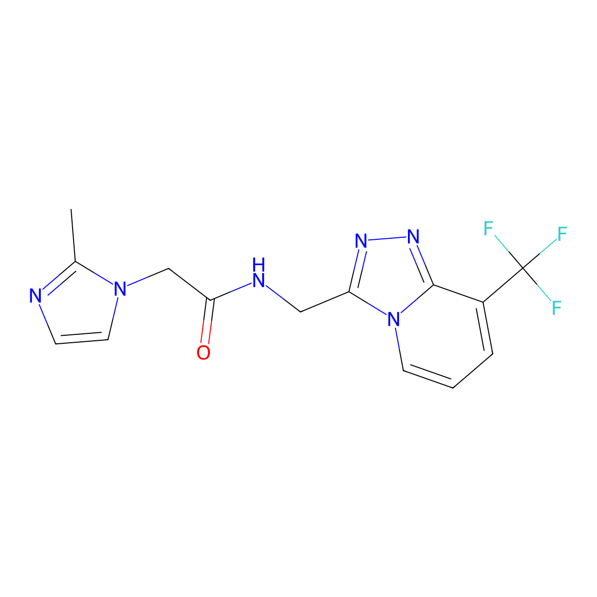 2-(2-methyl-1H-imidazol-1-yl)-N-((8-(trifluoromethyl)-[1,2,4]triazolo[4,3-a]pyridin-3-yl)methyl)acetamide molecular structure, CAS 2034374-17-7