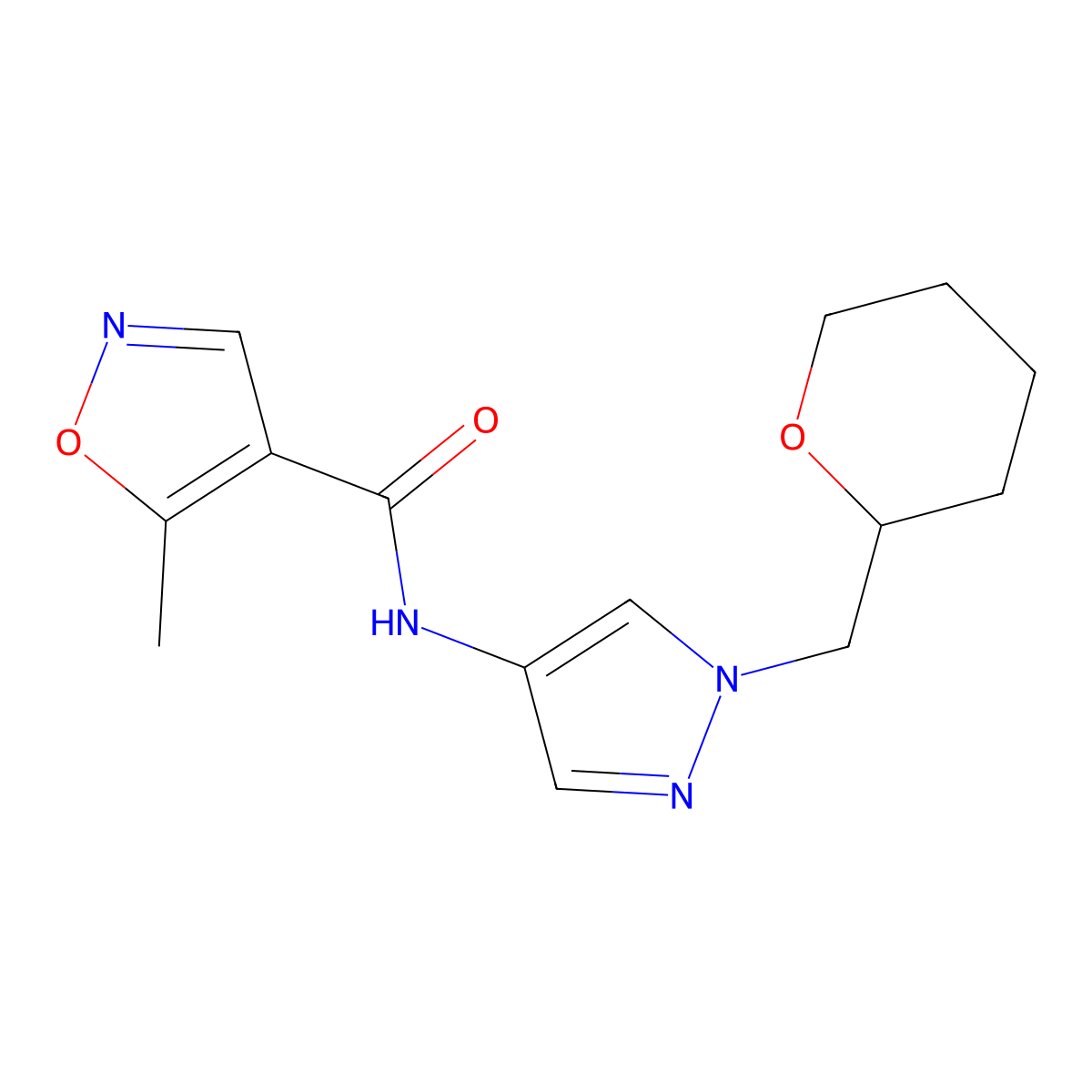 5-methyl-N-{1-[(oxan-2-yl)methyl]-1H-pyrazol-4-yl}-1,2-oxazole-4-carboxamide molecular structure, CAS 2034374-22-4