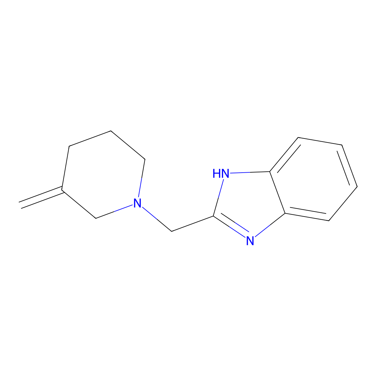 2-((3-methylenepiperidin-1-yl)methyl)-1H-benzo[d]imidazole molecular structure, CAS 2034374-23-5