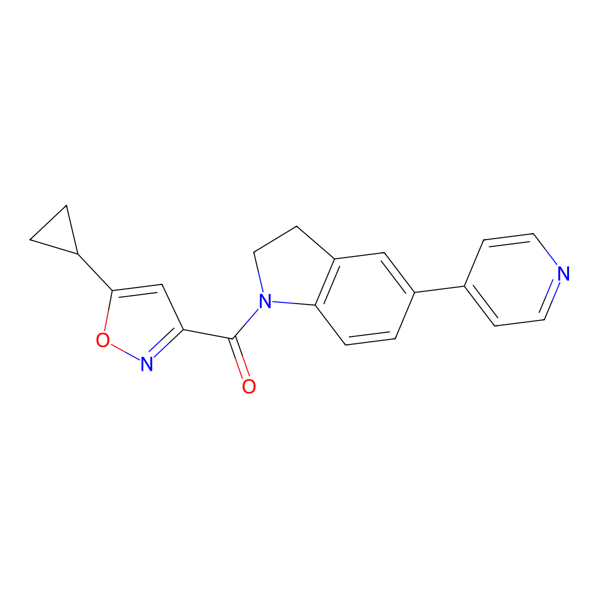 (5-Cyclopropylisoxazol-3-yl)(5-(pyridin-4-yl)indolin-1-yl)methanone molecular structure, CAS 2034374-39-3