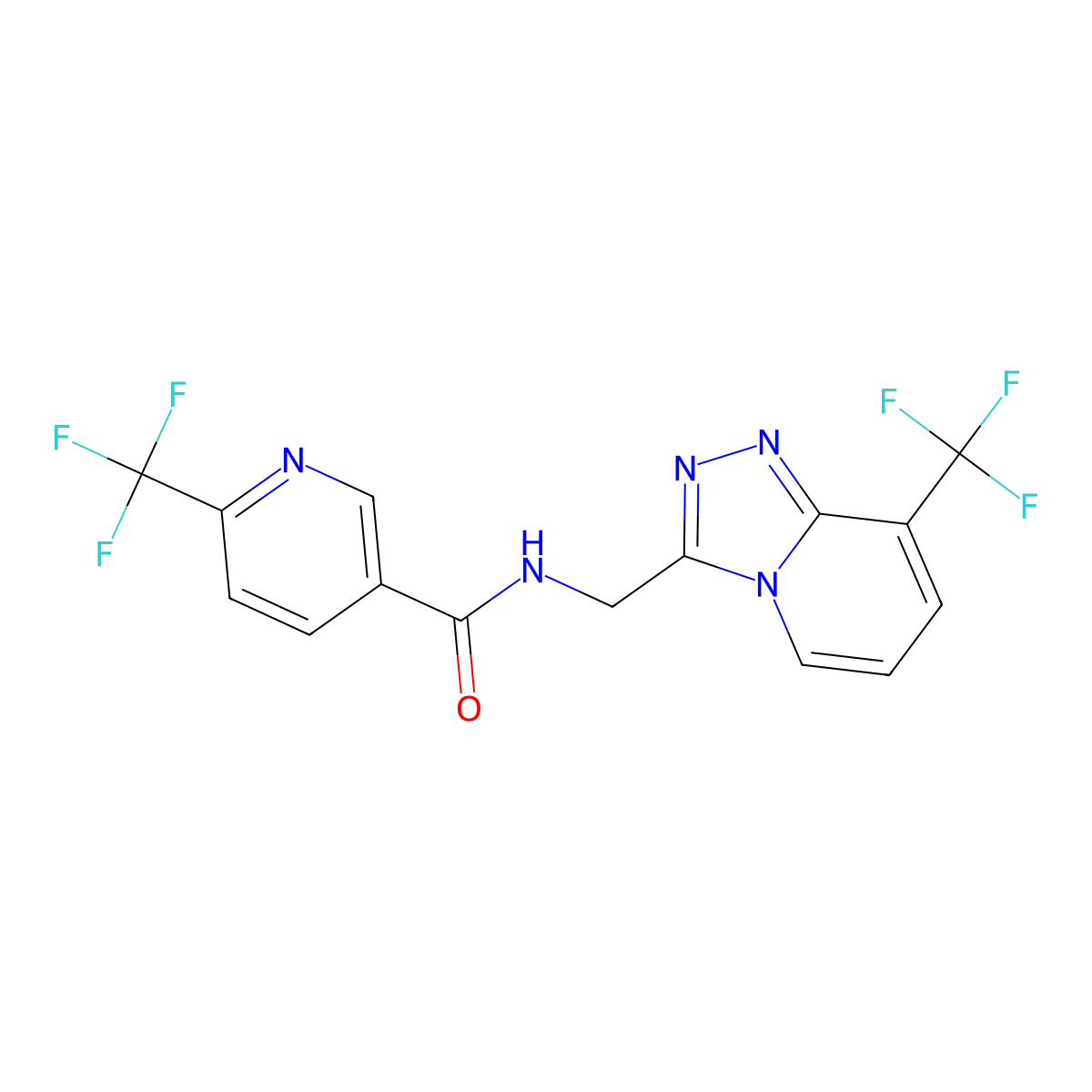 6-(trifluoromethyl)-N-((8-(trifluoromethyl)-[1,2,4]triazolo[4,3-a]pyridin-3-yl)methyl)nicotinamide molecular structure, CAS 2034374-40-6