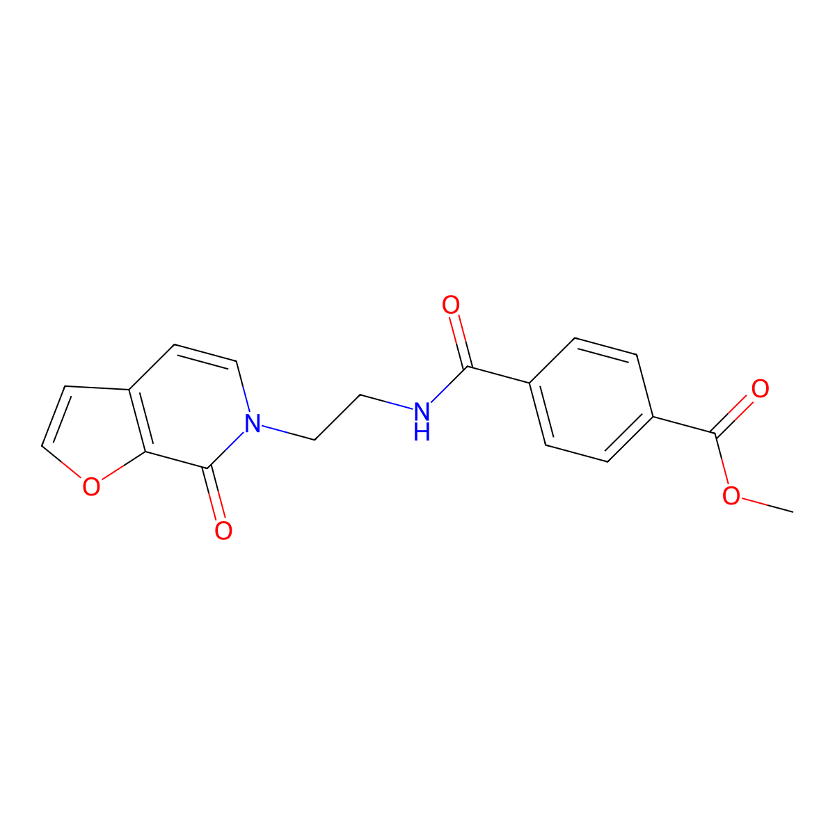 methyl 4-((2-(7-oxofuro[2,3-c]pyridin-6(7H)-yl)ethyl)carbamoyl)benzoate molecular structure, CAS 2034374-47-3