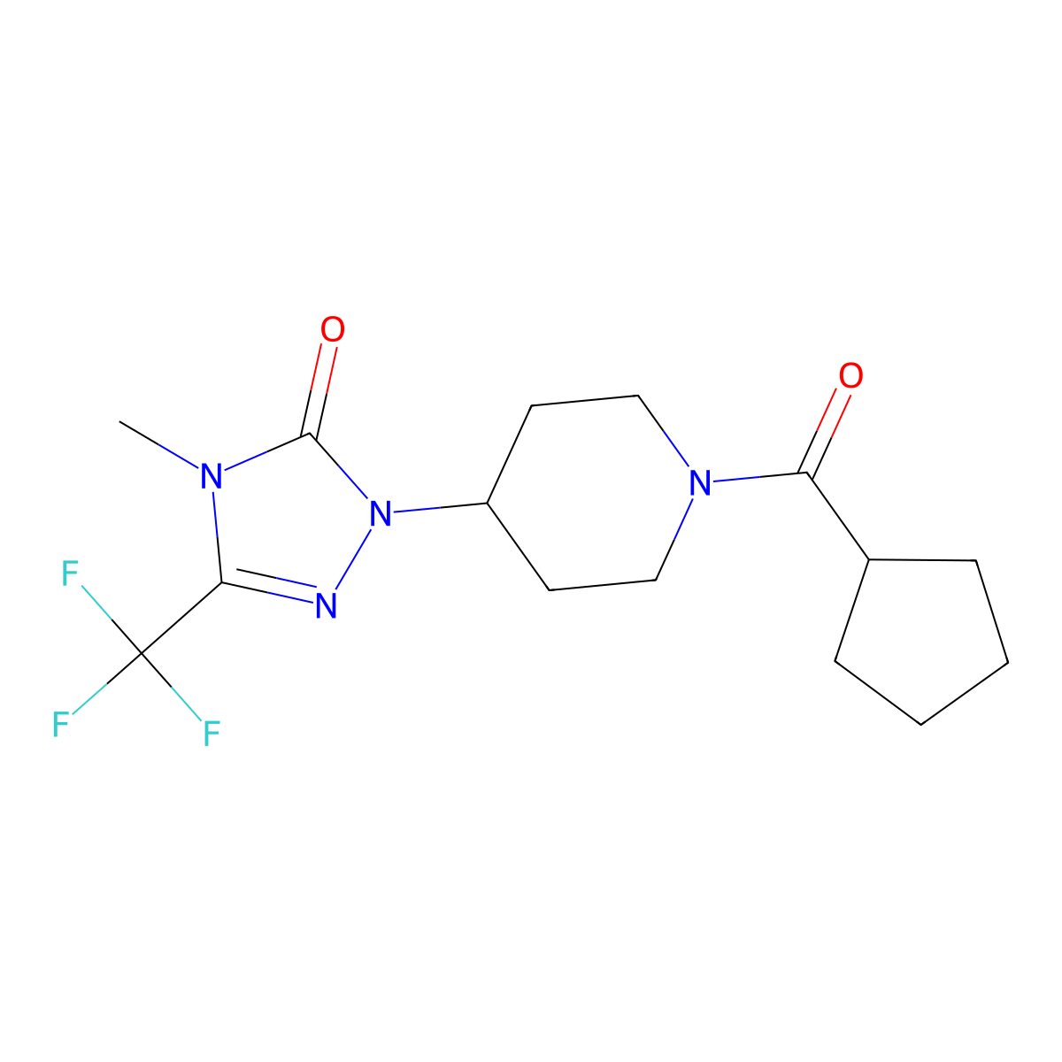 1-(1-(cyclopentanecarbonyl)piperidin-4-yl)-4-methyl-3-(trifluoromethyl)-1H-1,2,4-triazol-5(4H)-one molecular structure, CAS 2034374-50-8