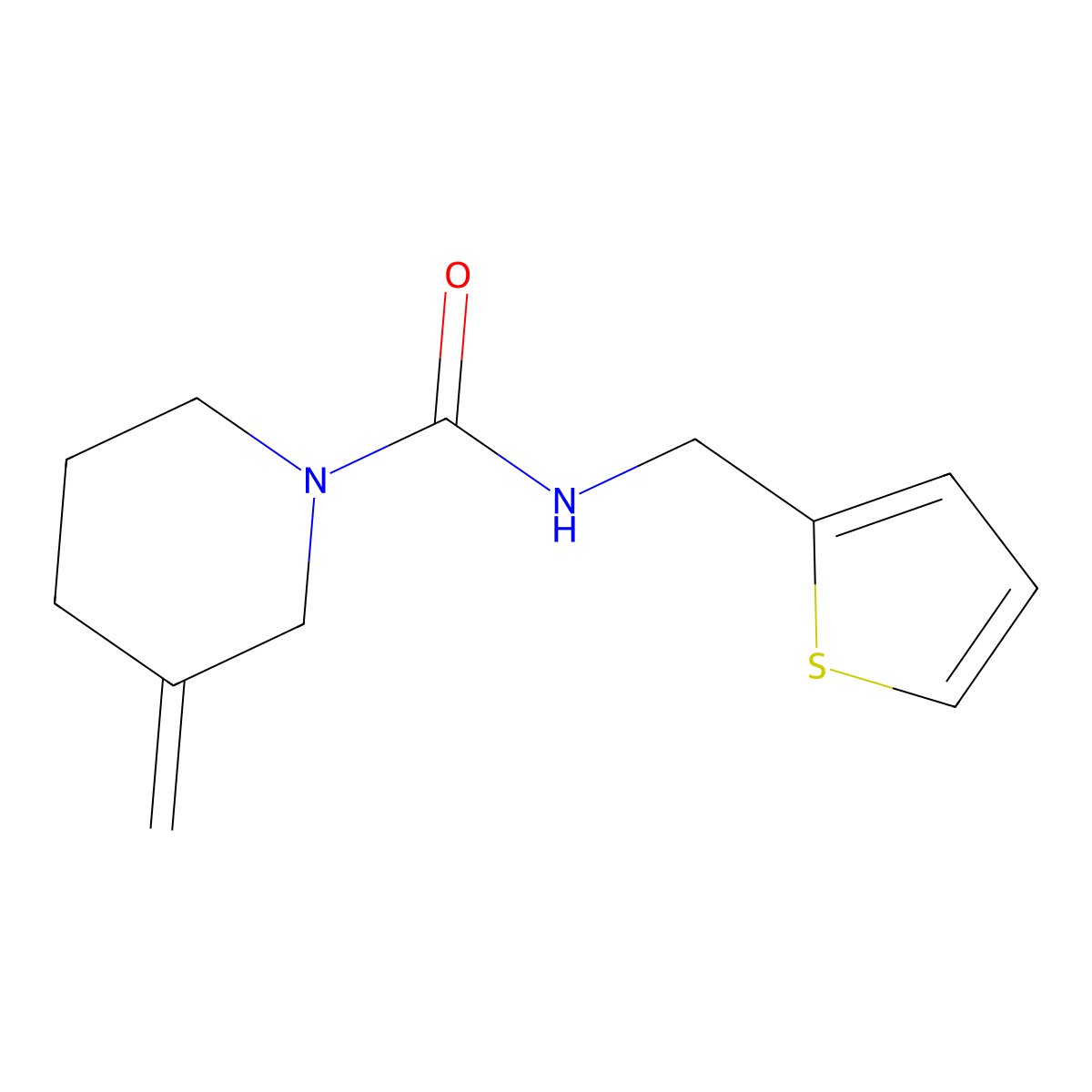 3-methylene-N-(thiophen-2-ylmethyl)piperidine-1-carboxamide molecular structure, CAS 2034374-59-7