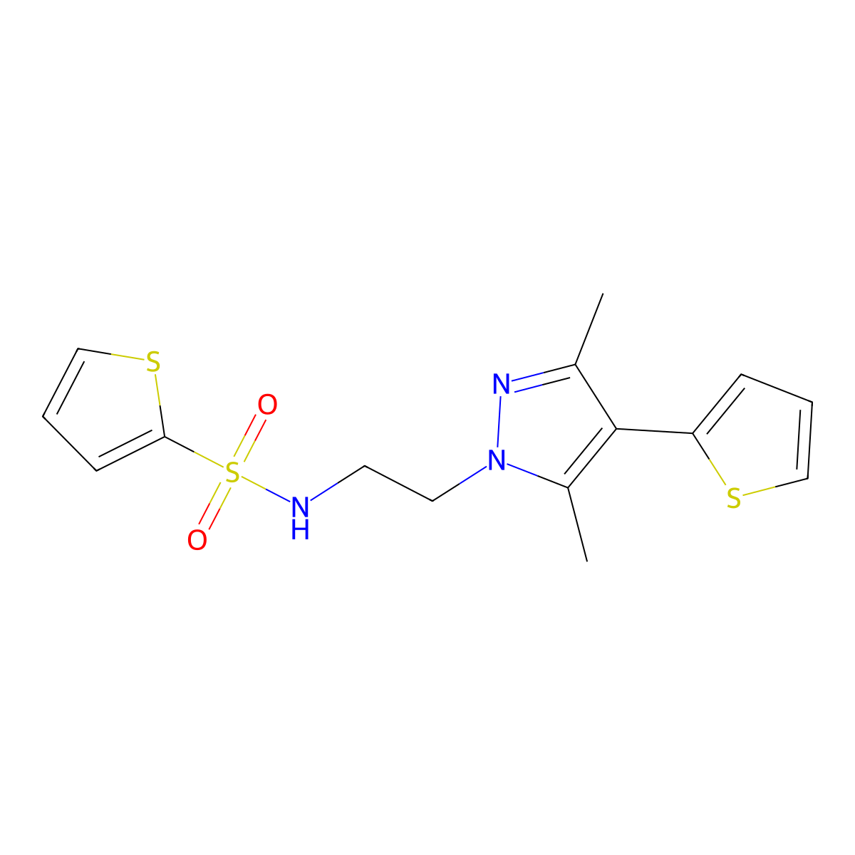 N-(2-(3,5-dimethyl-4-(thiophen-2-yl)-1H-pyrazol-1-yl)ethyl)thiophene-2-sulfonamide molecular structure, CAS 2034374-62-2