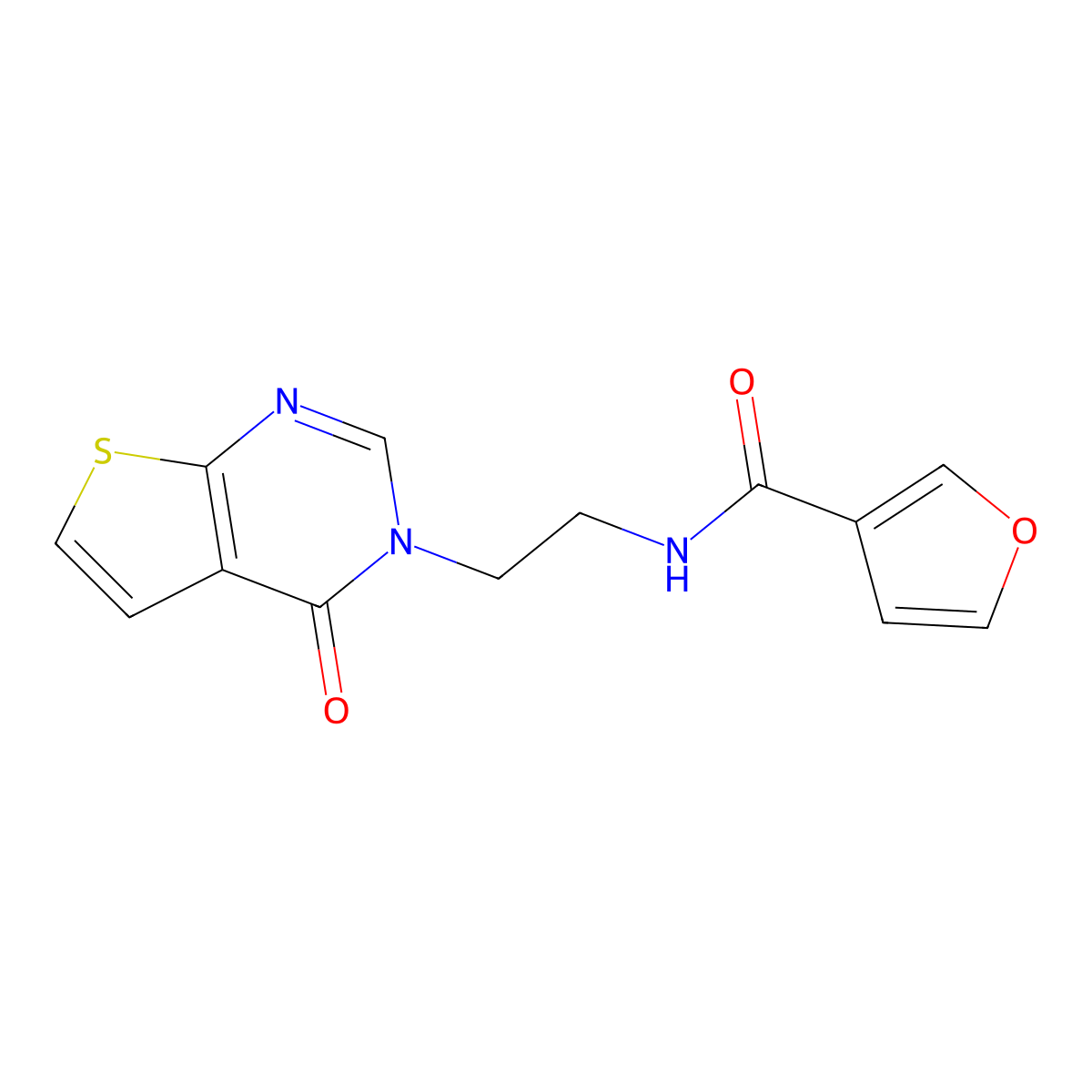 N-(2-(4-oxothieno[2,3-d]pyrimidin-3(4H)-yl)ethyl)furan-3-carboxamide molecular structure, CAS 2034374-80-4