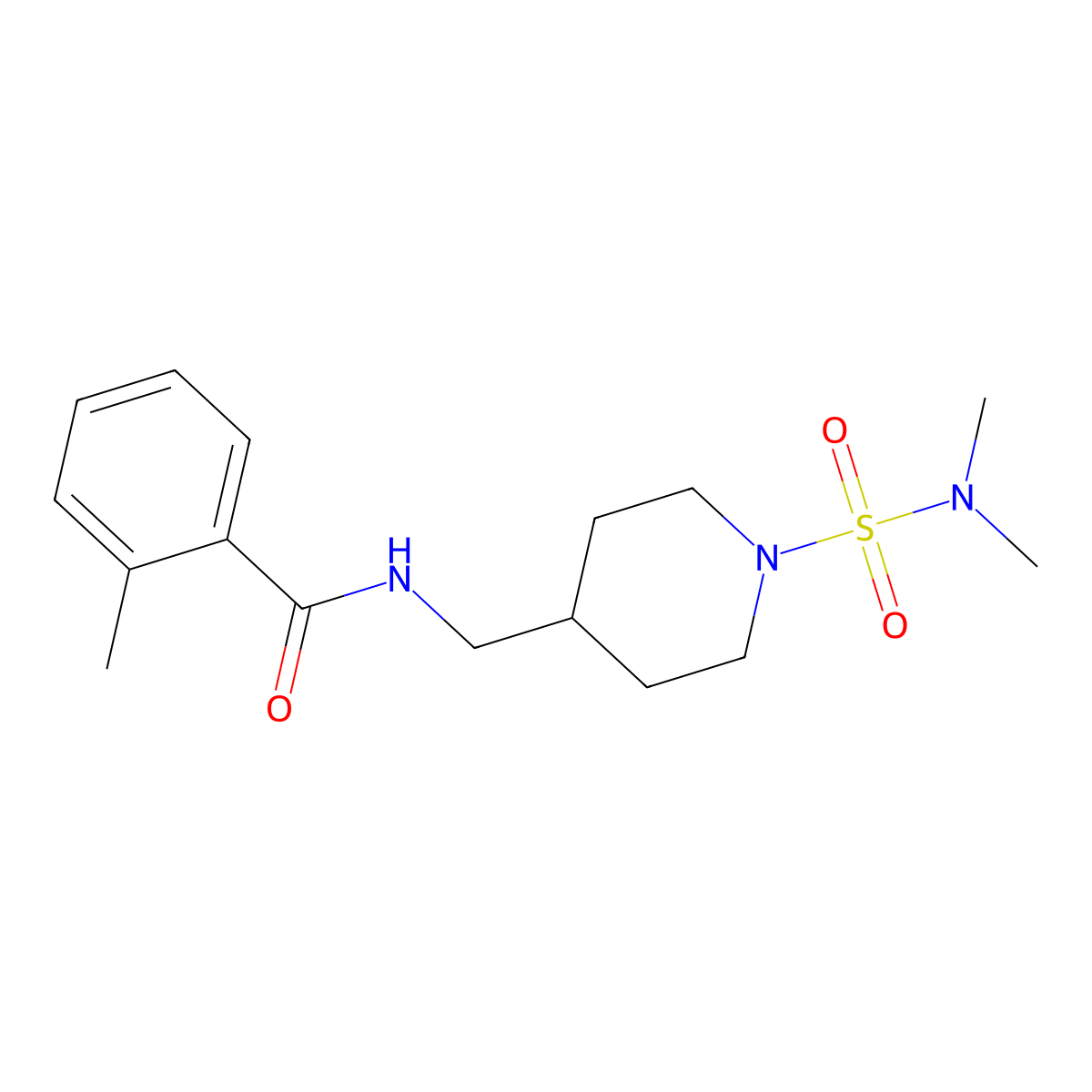 N-((1-(N,N-dimethylsulfamoyl)piperidin-4-yl)methyl)-2-methylbenzamide molecular structure, CAS 2034374-99-5