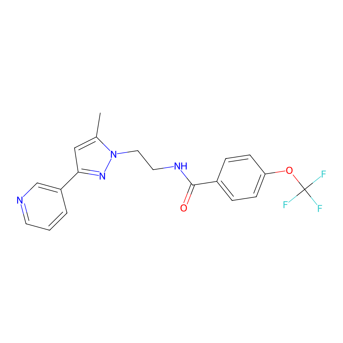 N-{2-[5-methyl-3-(pyridin-3-yl)-1H-pyrazol-1-yl]ethyl}-4-(trifluoromethoxy)benzamide molecular structure, CAS 2034375-02-3