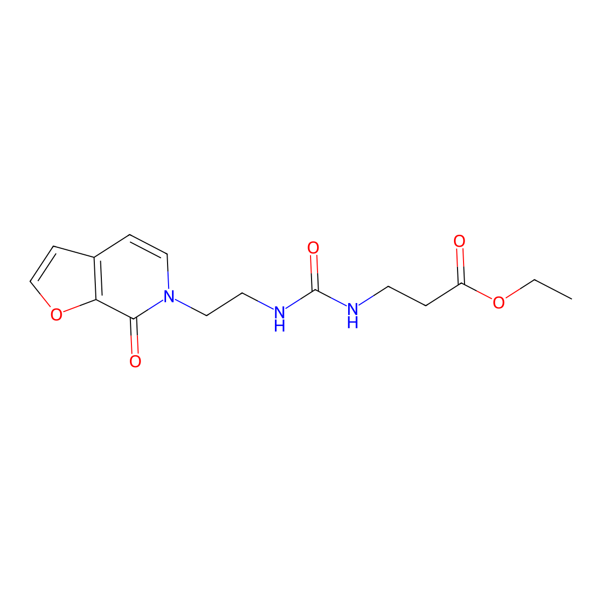 ethyl 3-(3-(2-(7-oxofuro[2,3-c]pyridin-6(7H)-yl)ethyl)ureido)propanoate molecular structure, CAS 2034375-05-6