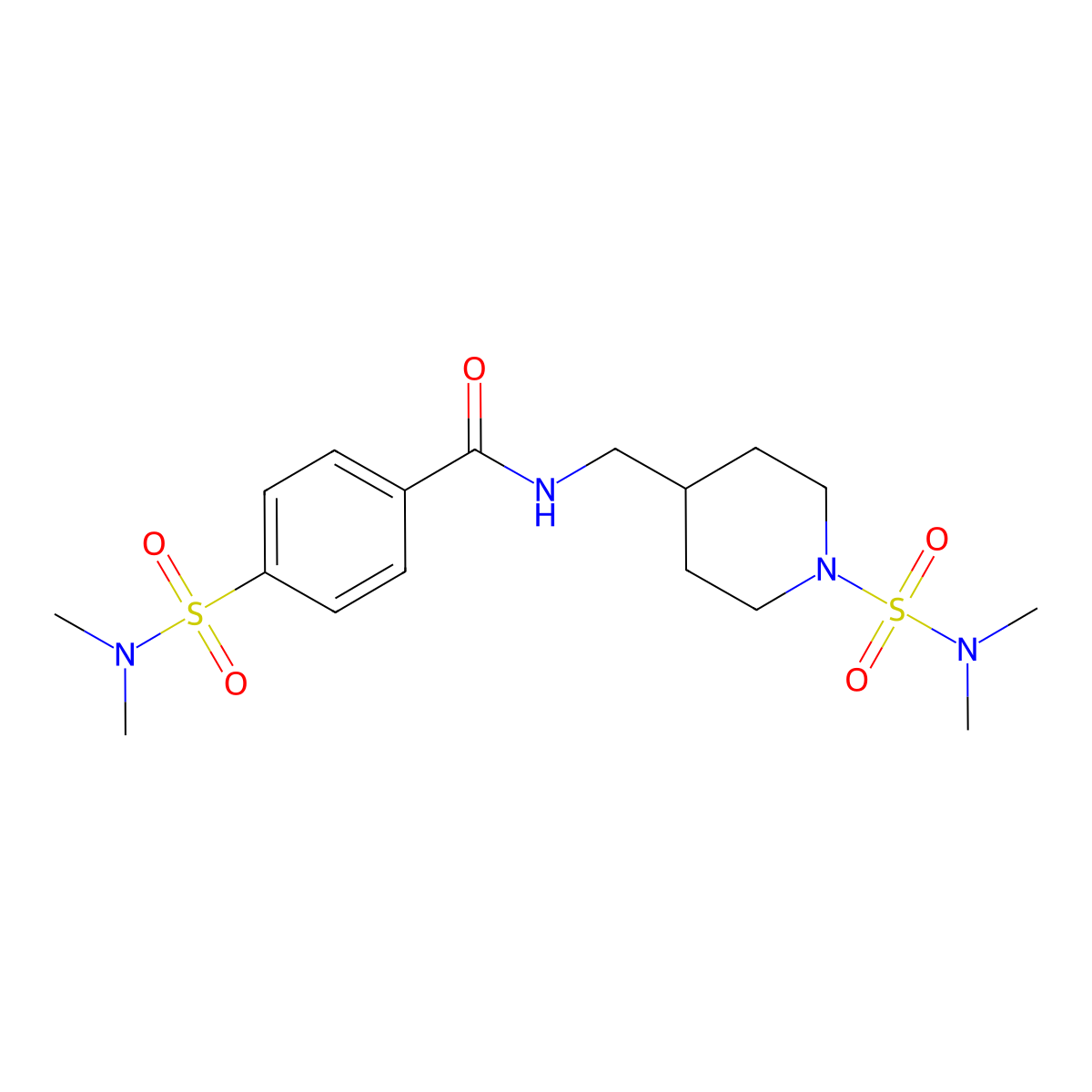 4-(N,N-dimethylsulfamoyl)-N-((1-(N,N-dimethylsulfamoyl)piperidin-4-yl)methyl)benzamide molecular structure, CAS 2034375-20-5