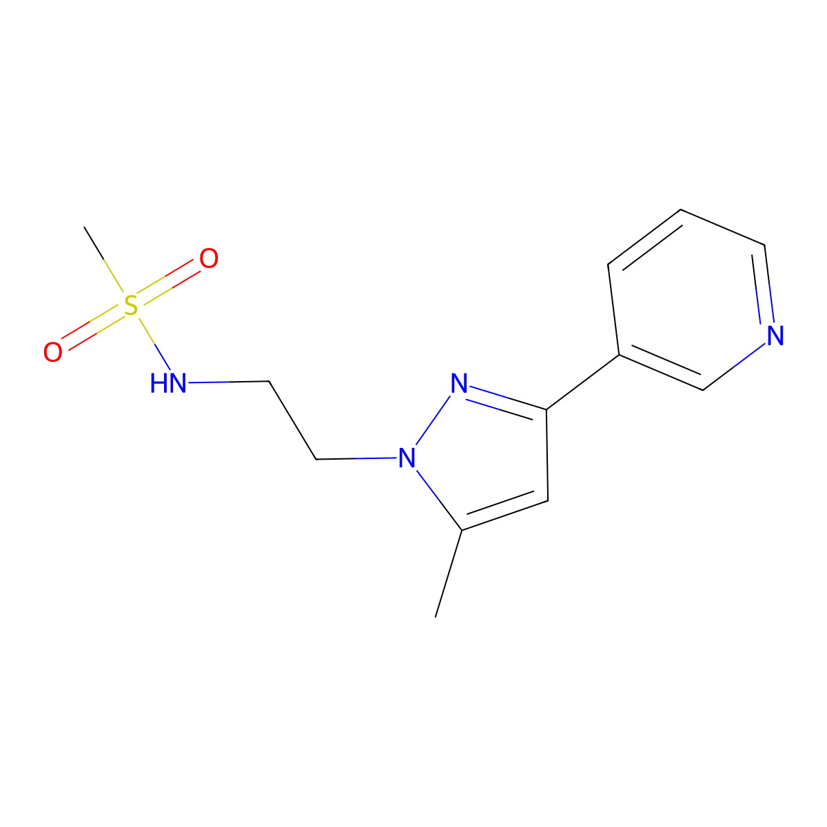 N-{2-[5-methyl-3-(pyridin-3-yl)-1H-pyrazol-1-yl]ethyl}methanesulfonamide molecular structure, CAS 2034375-51-2