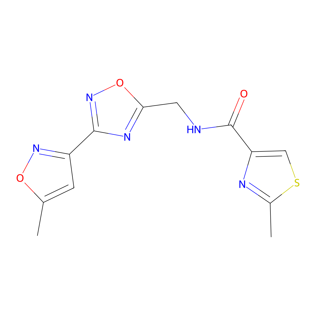 2-methyl-N-((3-(5-methylisoxazol-3-yl)-1,2,4-oxadiazol-5-yl)methyl)thiazole-4-carboxamide molecular structure, CAS 2034375-52-3