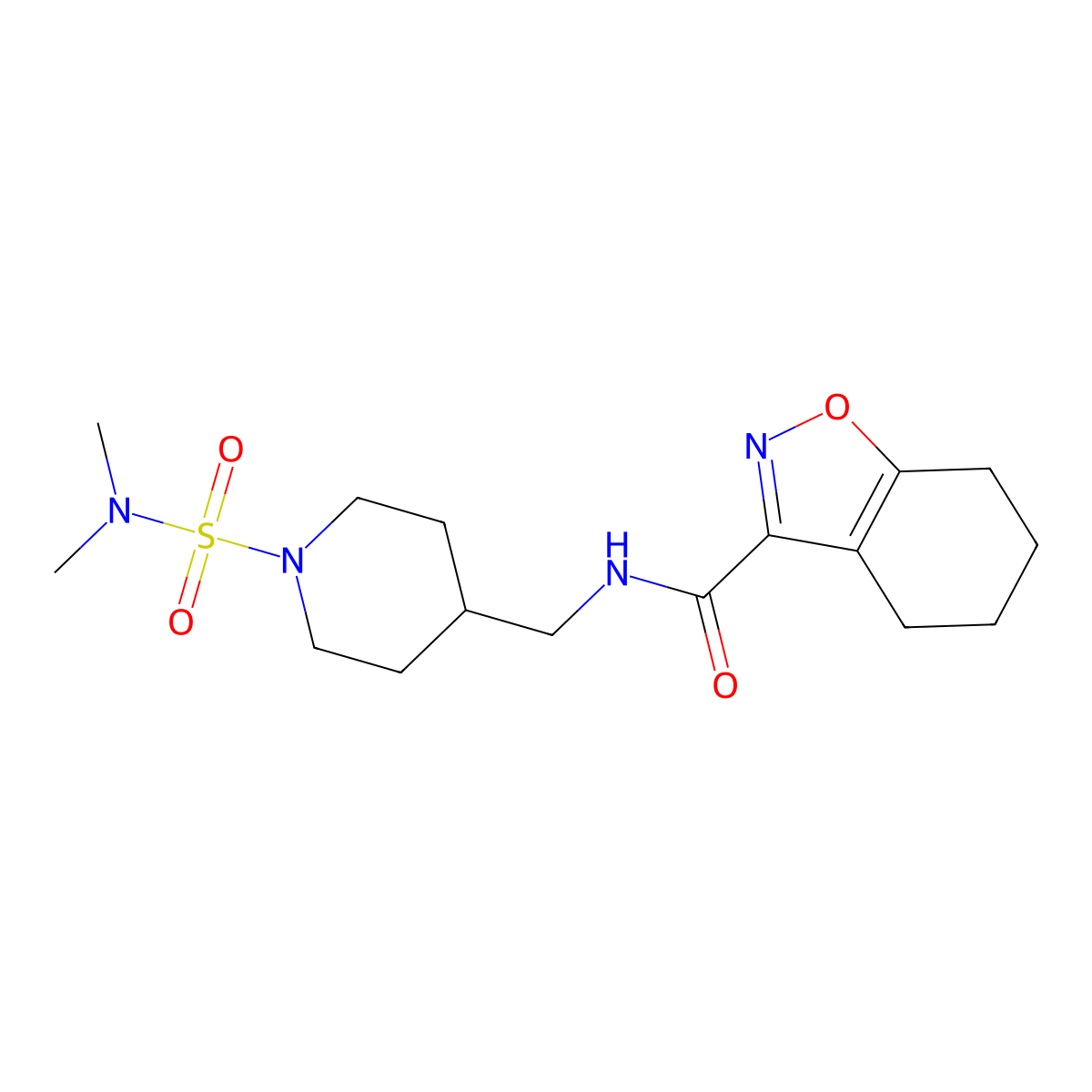 N-((1-(N,N-dimethylsulfamoyl)piperidin-4-yl)methyl)-4,5,6,7-tetrahydrobenzo[d]isoxazole-3-carboxamide molecular structure, CAS 2034375-54-5