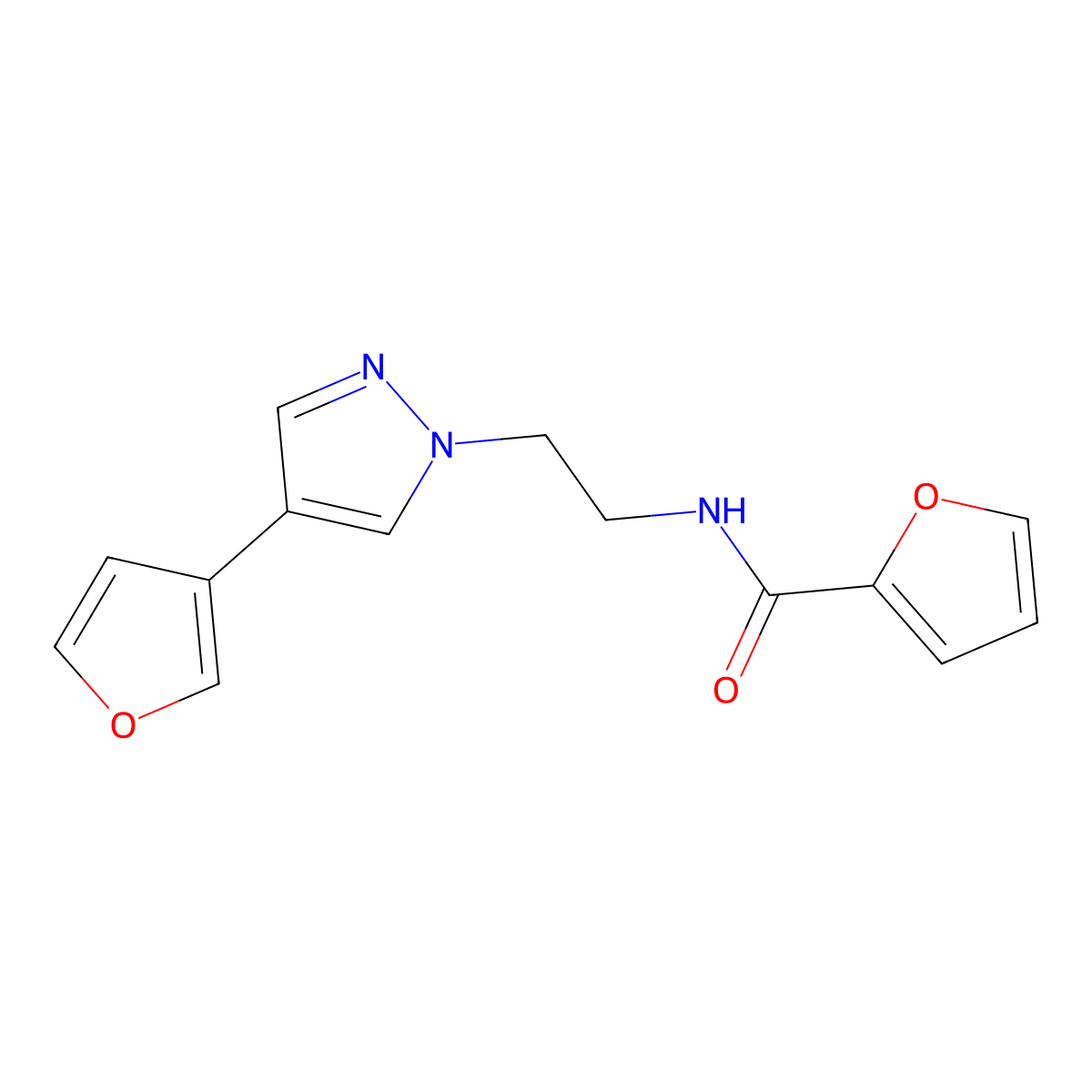N-{2-[4-(furan-3-yl)-1H-pyrazol-1-yl]ethyl}furan-2-carboxamide molecular structure, CAS 2034375-57-8