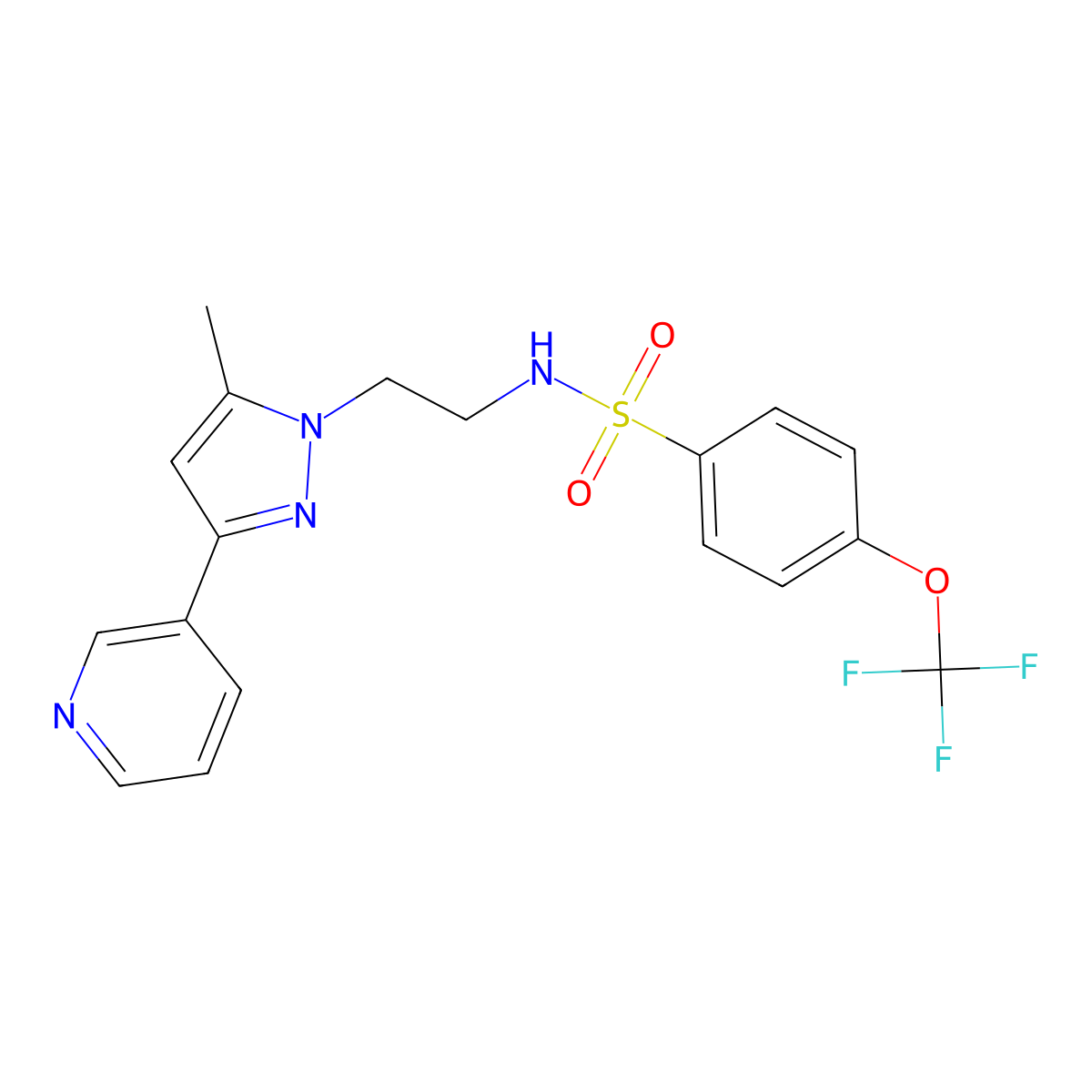 N-(2-(5-methyl-3-(pyridin-3-yl)-1H-pyrazol-1-yl)ethyl)-4-(trifluoromethoxy)benzenesulfonamide molecular structure, CAS 2034375-59-0