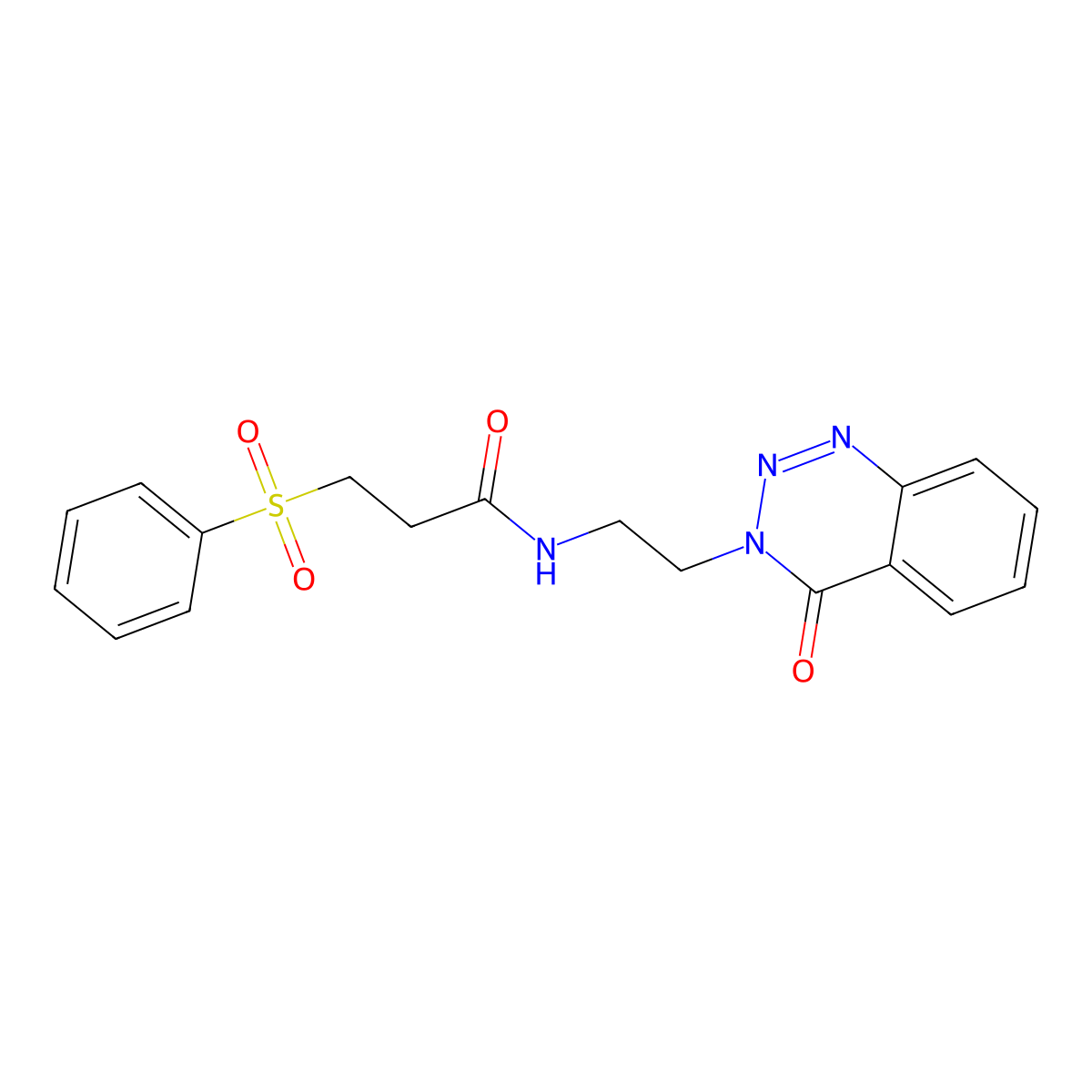 N-(2-(4-oxobenzo[d][1,2,3]triazin-3(4H)-yl)ethyl)-3-(phenylsulfonyl)propanamide molecular structure, CAS 2034375-63-6