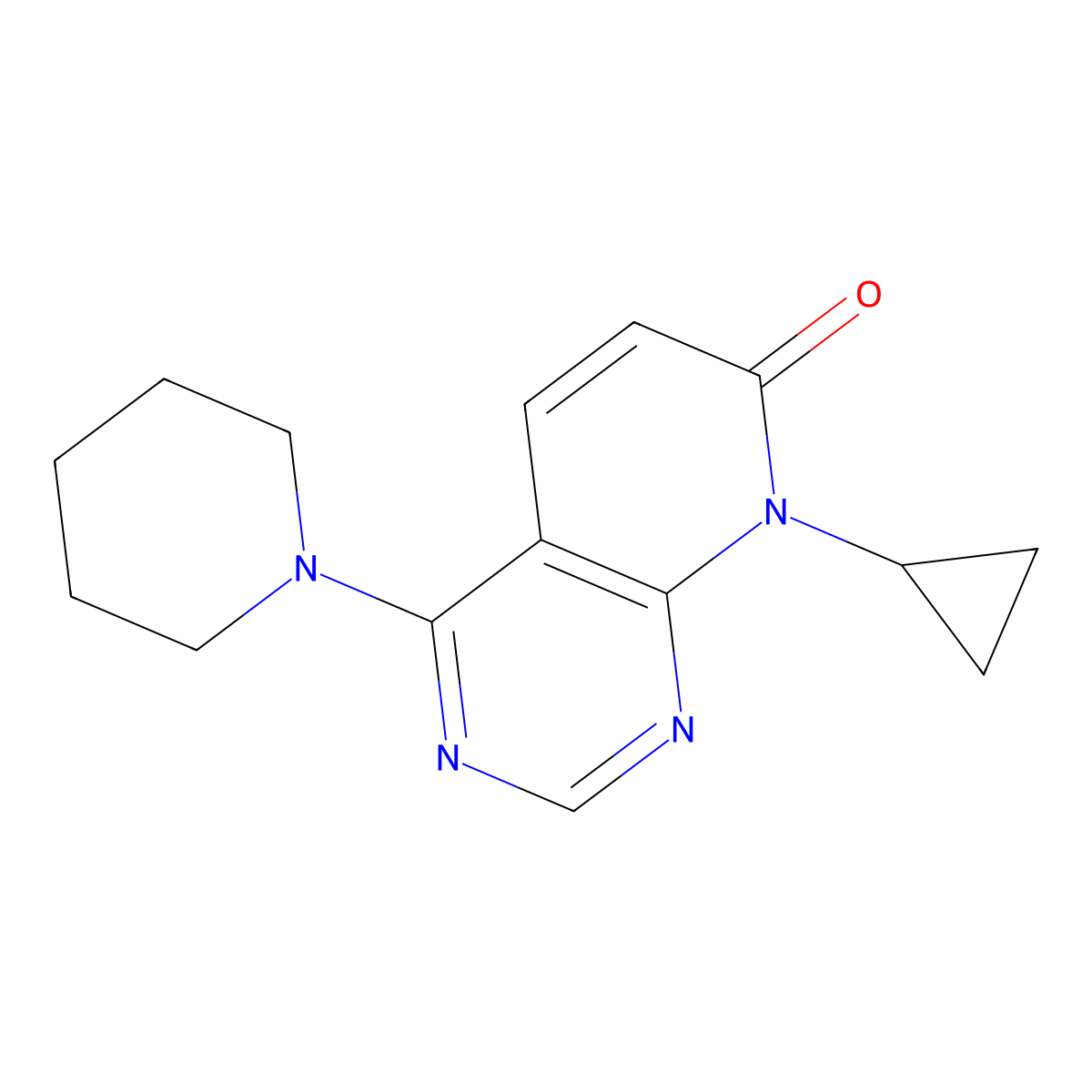 8-cyclopropyl-4-(piperidin-1-yl)pyrido[2,3-d]pyrimidin-7(8H)-one molecular structure, CAS 2034375-75-0