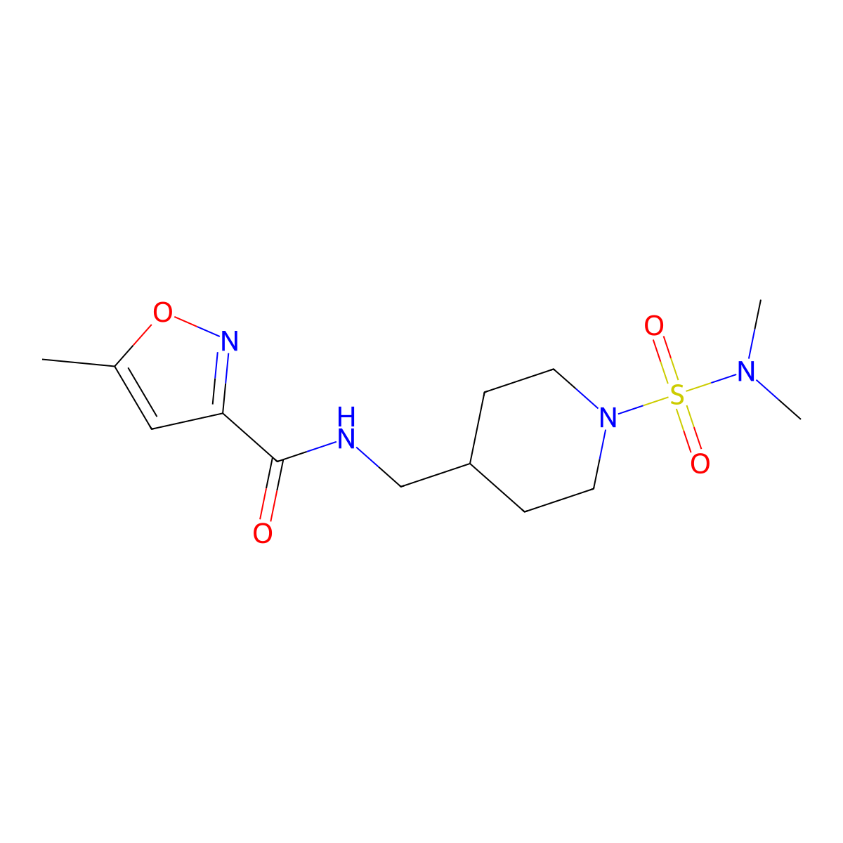 N-{[1-(dimethylsulfamoyl)piperidin-4-yl]methyl}-5-methyl-1,2-oxazole-3-carboxamide molecular structure, CAS 2034375-76-1
