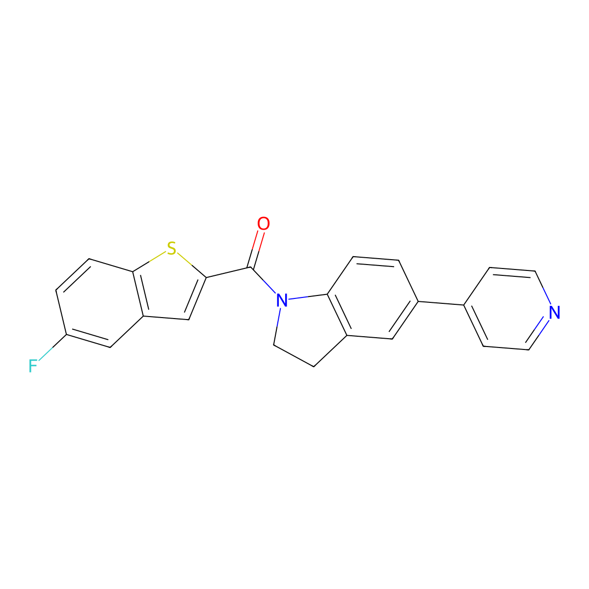 (5-Fluorobenzo[b]thiophen-2-yl)(5-(pyridin-4-yl)indolin-1-yl)methanone molecular structure, CAS 2034375-84-1
