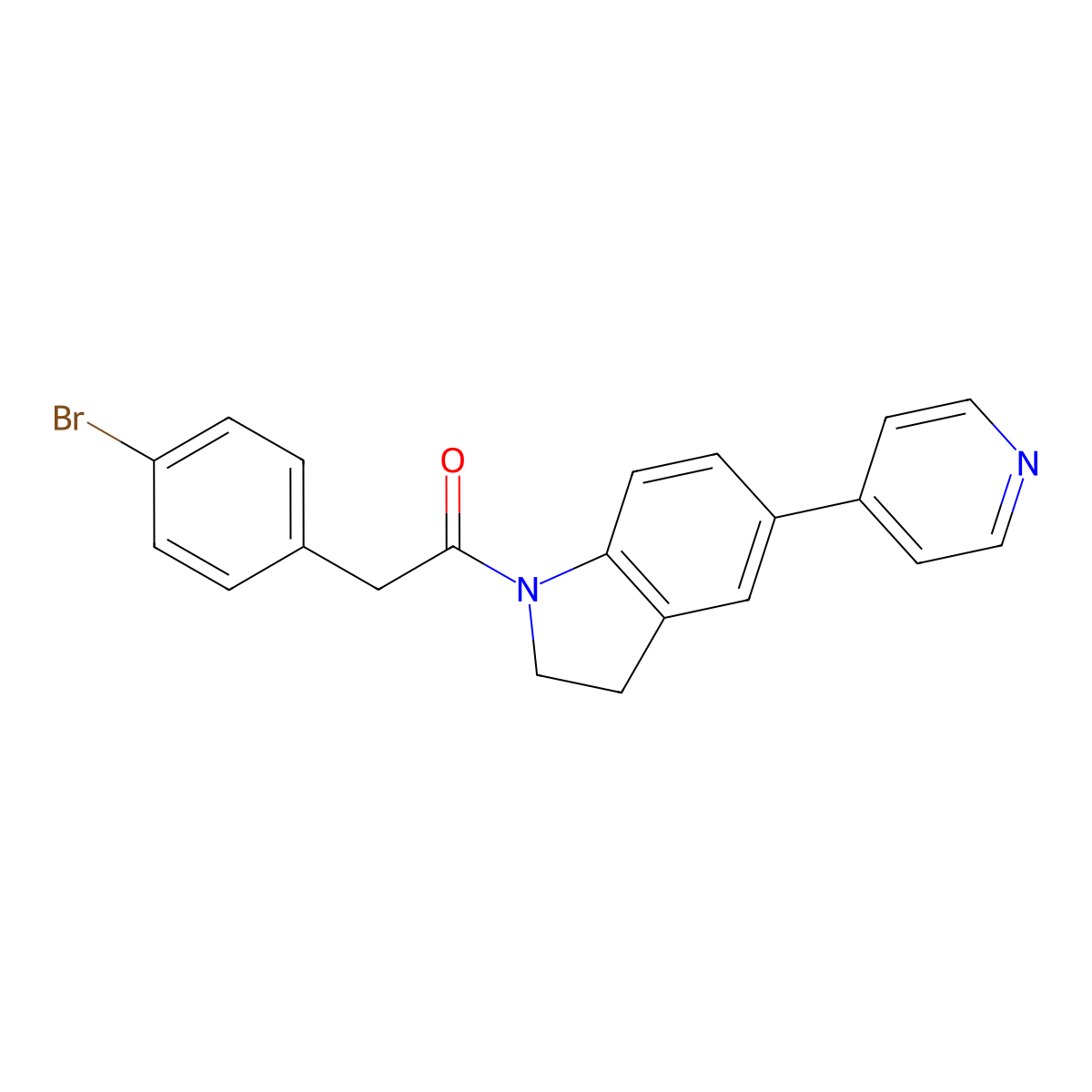 2-(4-Bromophenyl)-1-(5-(pyridin-4-yl)indolin-1-yl)ethanone molecular structure, CAS 2034375-93-2