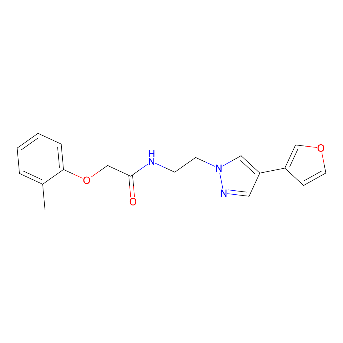 N-(2-(4-(furan-3-yl)-1H-pyrazol-1-yl)ethyl)-2-(o-tolyloxy)acetamide molecular structure, CAS 2034375-95-4