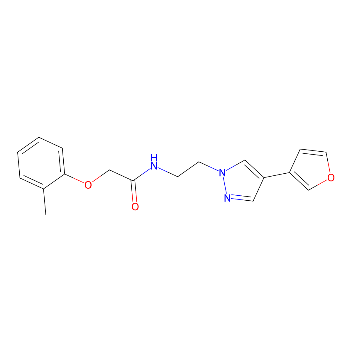 N-(2-(4-(furan-3-yl)-1H-pyrazol-1-yl)ethyl)-2-(o-tolyloxy)acetamide molecular structure, CAS 2034375-95-4