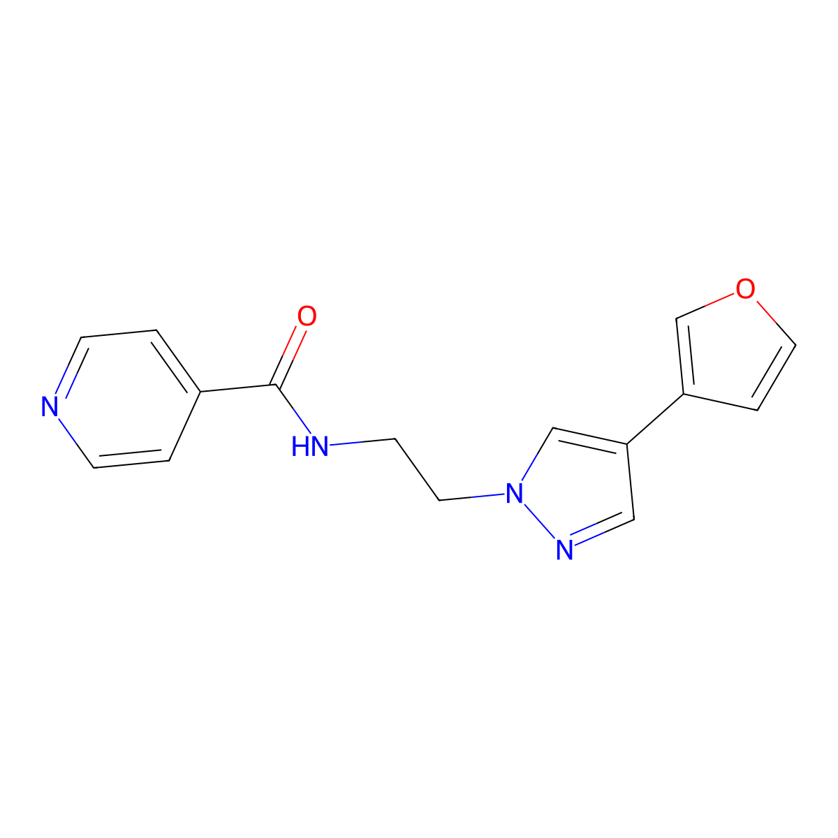 N-(2-(4-(furan-3-yl)-1H-pyrazol-1-yl)ethyl)isonicotinamide molecular structure, CAS 2034376-00-4