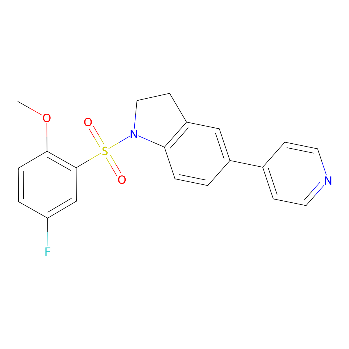 1-((5-Fluoro-2-methoxyphenyl)sulfonyl)-5-(pyridin-4-yl)indoline molecular structure, CAS 2034376-05-9