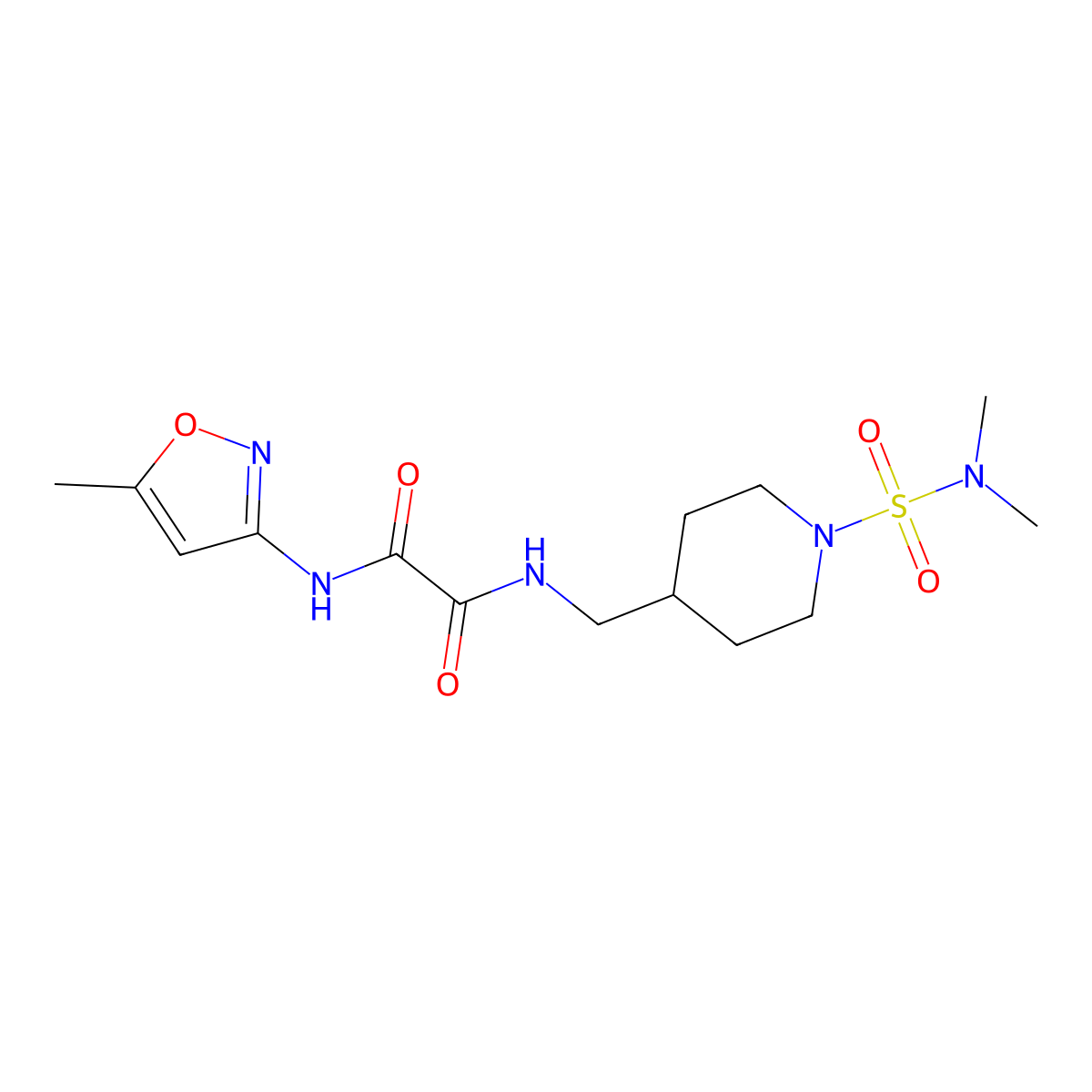N1-((1-(N,N-dimethylsulfamoyl)piperidin-4-yl)methyl)-N2-(5-methylisoxazol-3-yl)oxalamide molecular structure, CAS 2034376-16-2