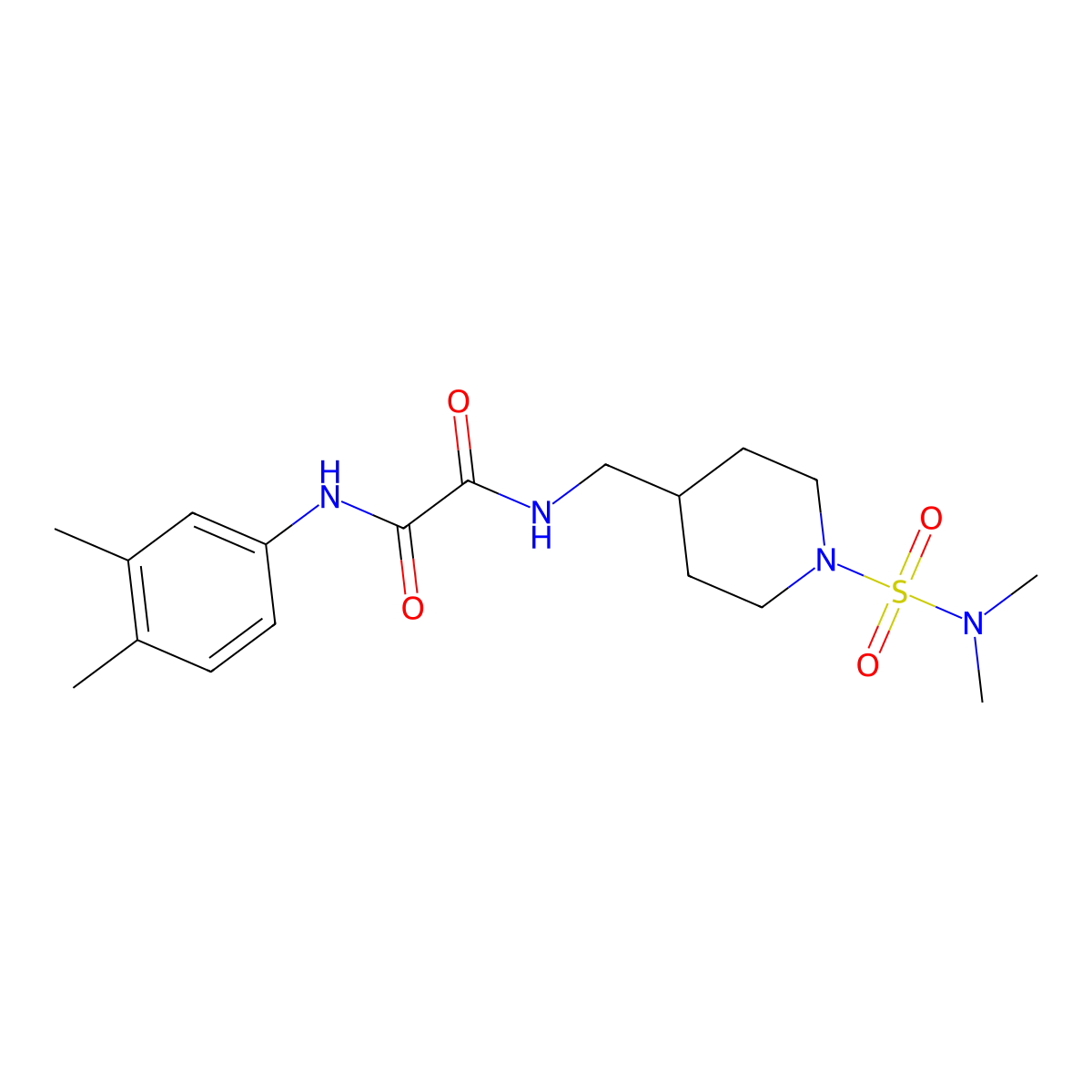 N1-(3,4-dimethylphenyl)-N2-((1-(N,N-dimethylsulfamoyl)piperidin-4-yl)methyl)oxalamide molecular structure, CAS 2034376-24-2