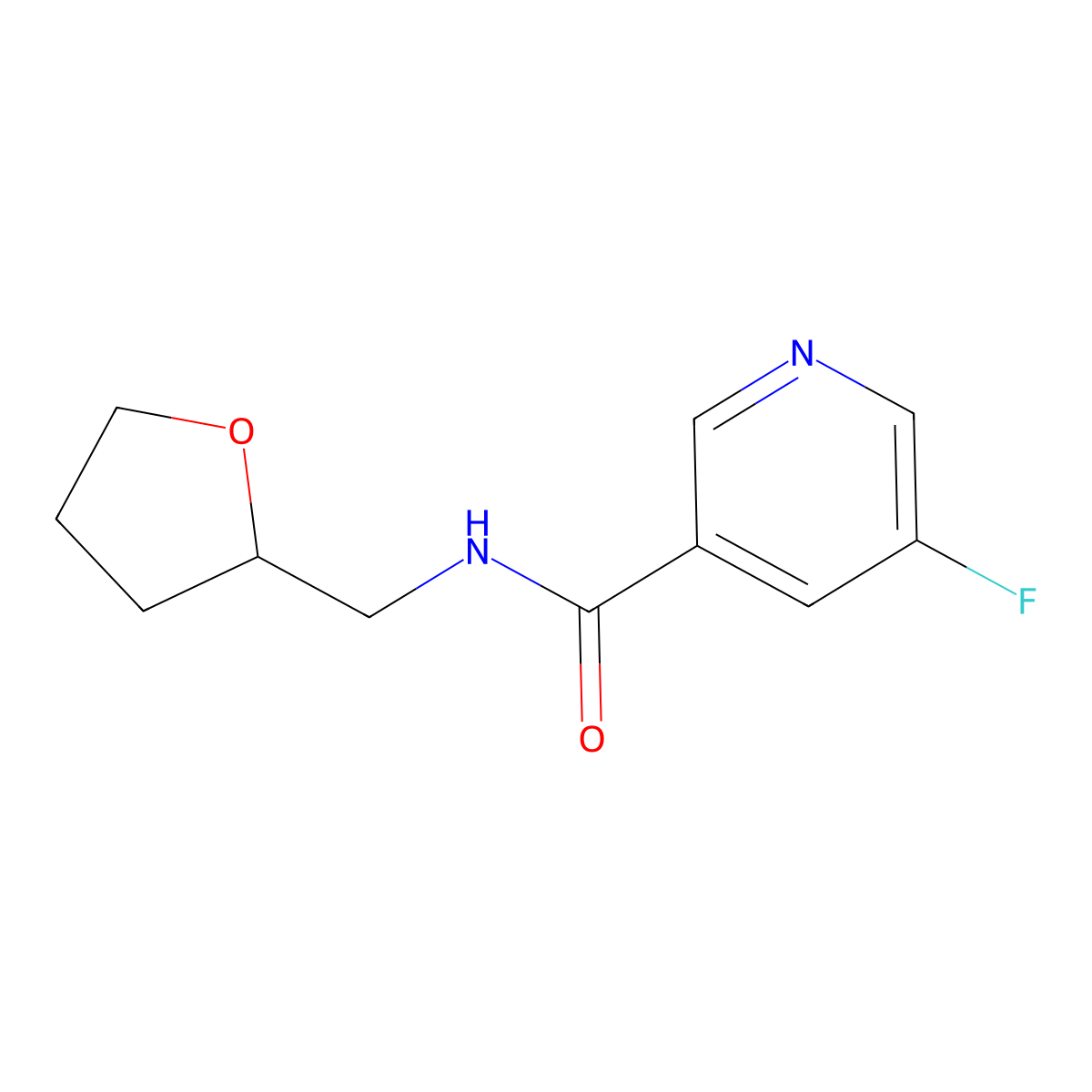 5-fluoro-N-((tetrahydrofuran-2-yl)methyl)nicotinamide molecular structure, CAS 2034376-35-5
