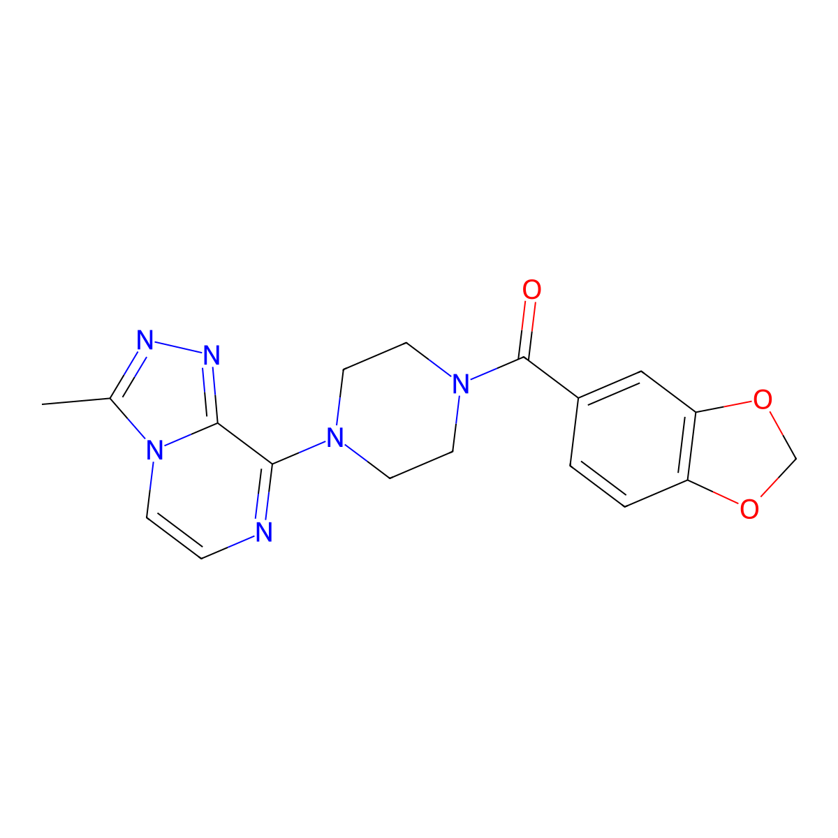 Benzo[d][1,3]dioxol-5-yl(4-(3-methyl-[1,2,4]triazolo[4,3-a]pyrazin-8-yl)piperazin-1-yl)methanone molecular structure, CAS 2034376-43-5