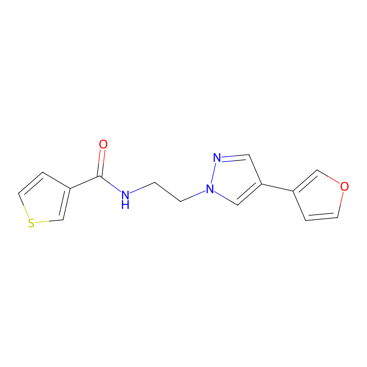 N-{2-[4-(furan-3-yl)-1H-pyrazol-1-yl]ethyl}thiophene-3-carboxamide molecular structure, CAS 2034376-45-7