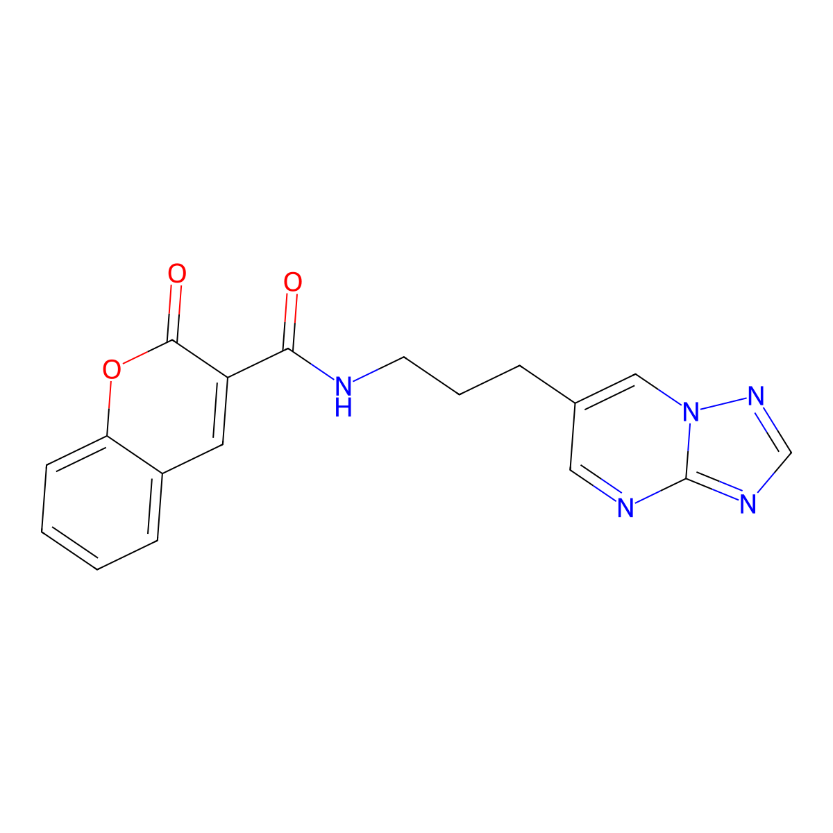 N-(3-([1,2,4]triazolo[1,5-a]pyrimidin-6-yl)propyl)-2-oxo-2H-chromene-3-carboxamide molecular structure, CAS 2034376-47-9