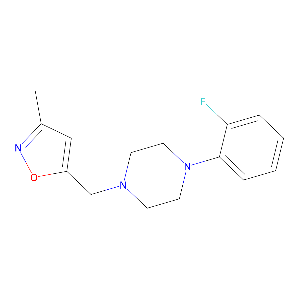 5-((4-(2-Fluorophenyl)piperazin-1-yl)methyl)-3-methylisoxazole molecular structure, CAS 2034376-53-7