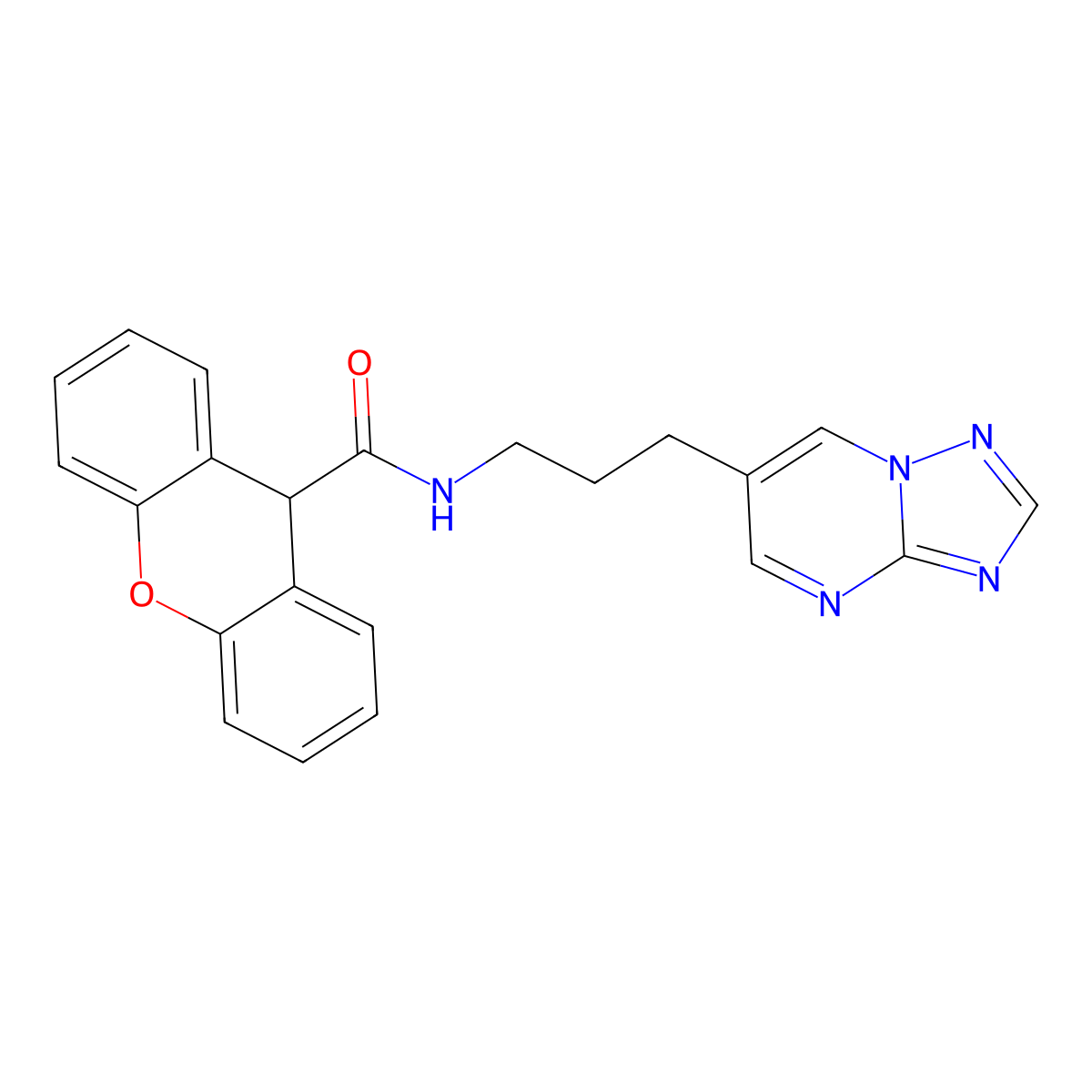 N-(3-([1,2,4]triazolo[1,5-a]pyrimidin-6-yl)propyl)-9H-xanthene-9-carboxamide molecular structure, CAS 2034376-57-1